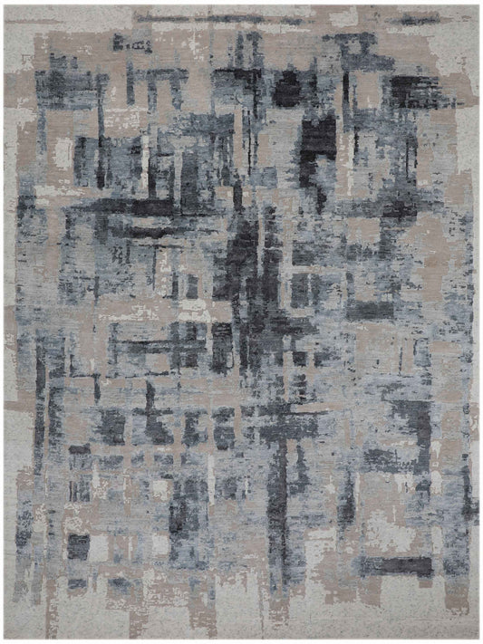 Artisan Mary  Ivory Lt.Blue Contemporary Knotted Rug