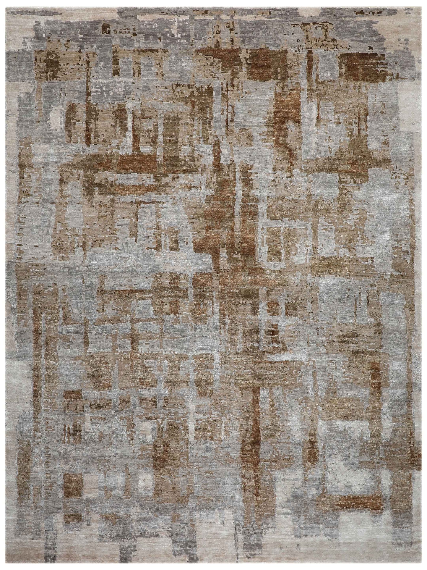 Artisan Mary  Beige Rust Contemporary Knotted Rug