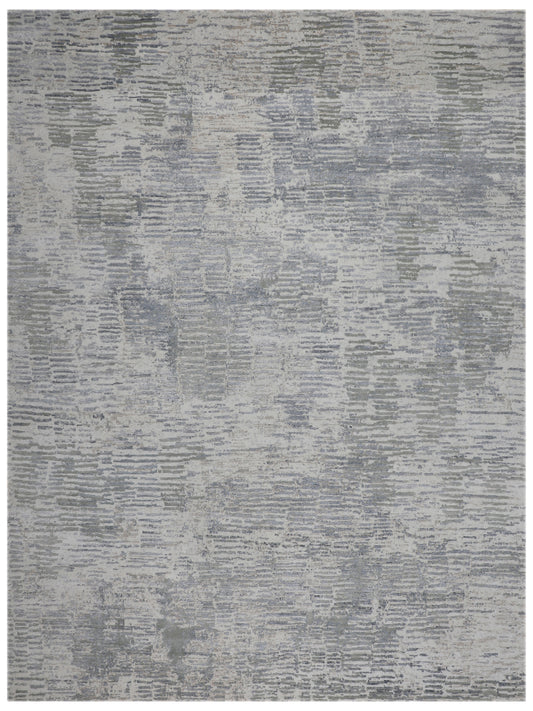 Artisan Mary  Ivory Grey Contemporary Knotted Rug