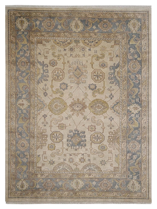 Artisan Uma Beige Md.Blue Traditional Knotted Rug - Rugs - Artisan - Atlanta Designer Rugs