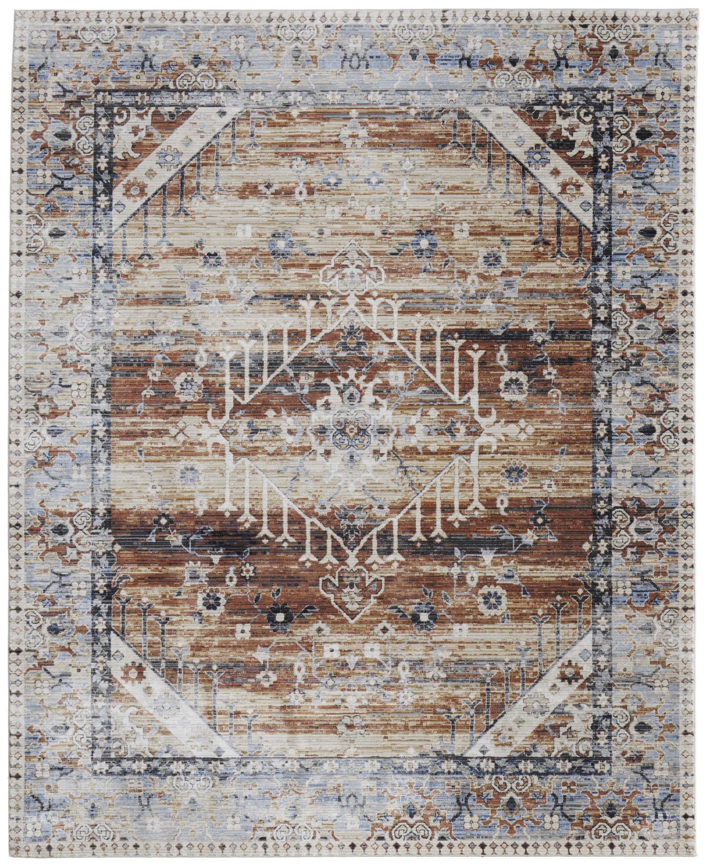 Feizy Melrose 39NZF Ivory Rust Transitional/Bohemian & Eclect Machinemade Rug - Rugs - Feizy - Atlanta Designer Rugs