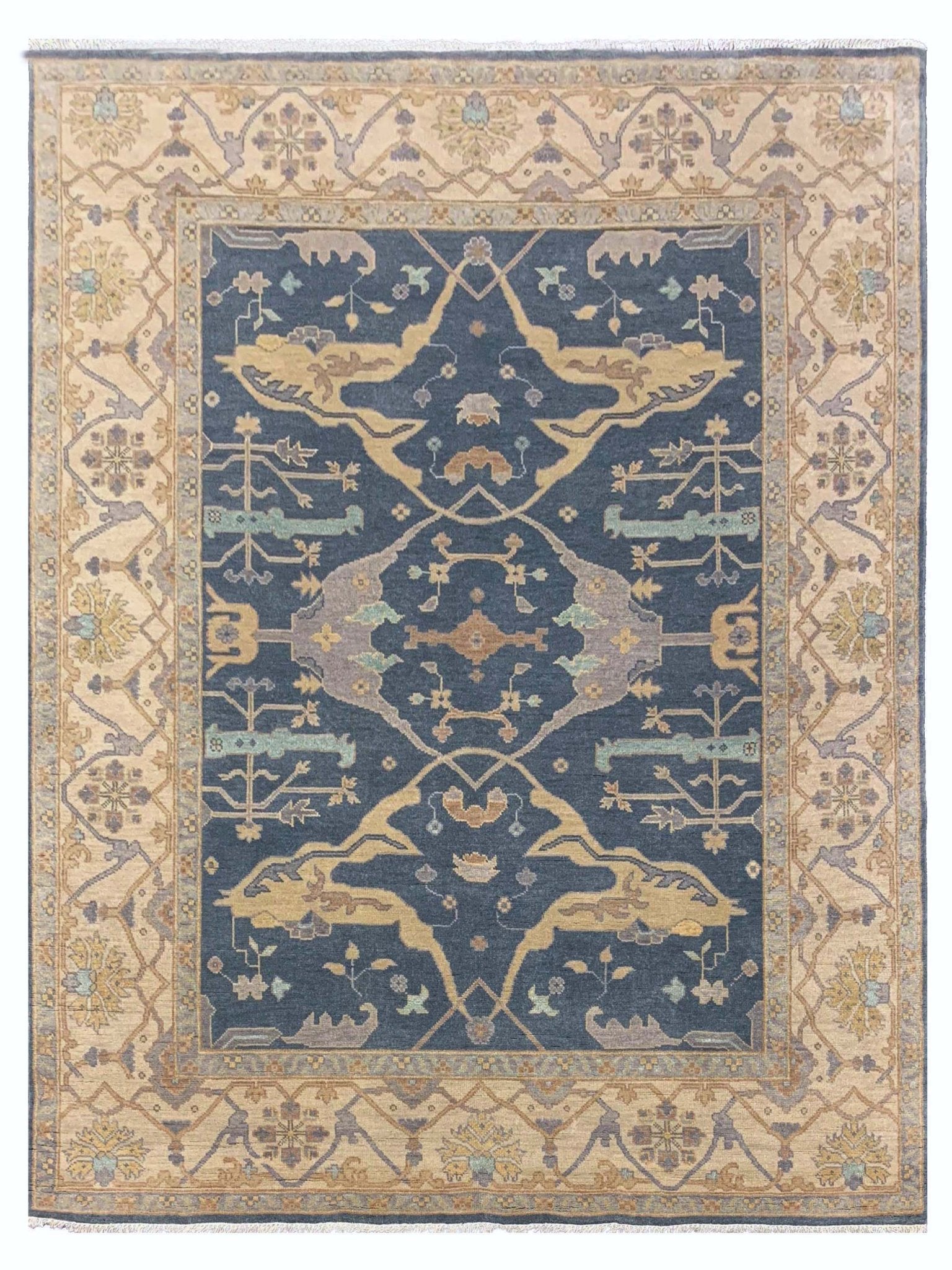 Artisan Uma Md.Blue Beige Traditional Knotted Rug - Rugs - Artisan - Atlanta Designer Rugs