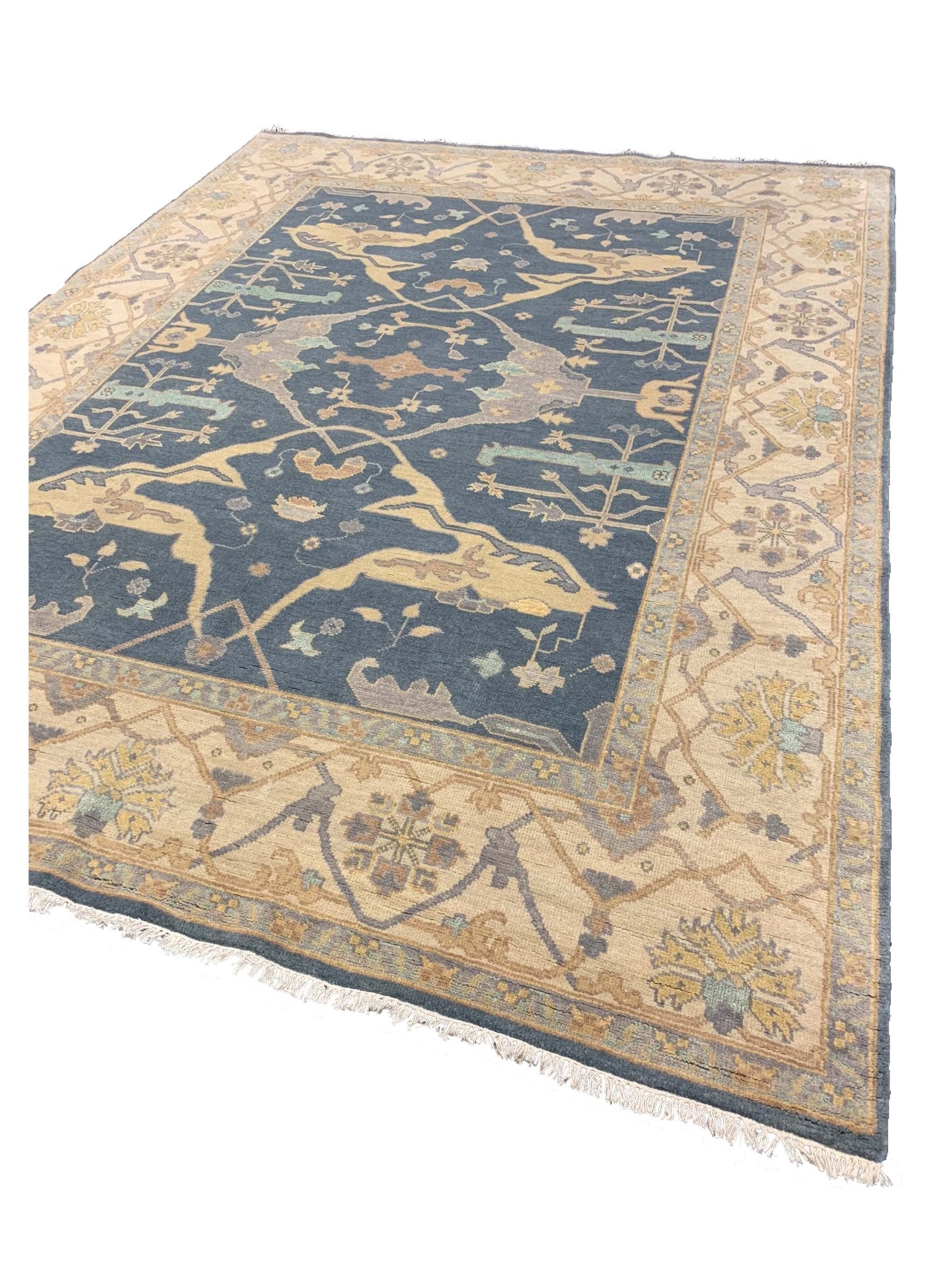 Artisan Uma Md.Blue Beige Traditional Knotted Rug - Rugs - Artisan - Atlanta Designer Rugs