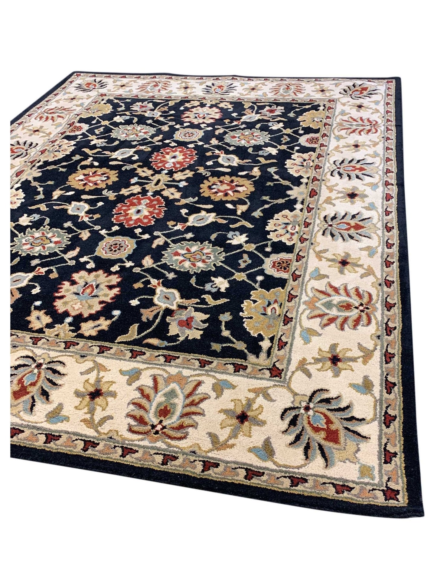 Artisan Paula Black Beige Traditional Tufted Rug - Rugs - Artisan - Atlanta Designer Rugs