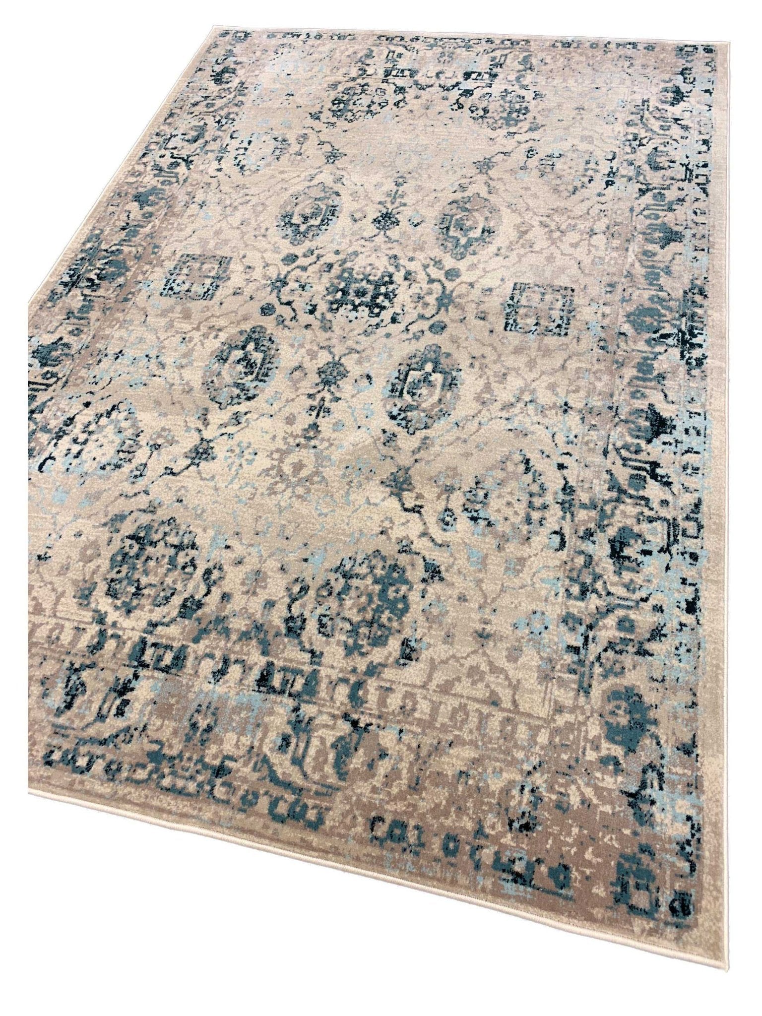 Artisan Julia Aqua Ivory Transitional Machinemade Rug - Rugs - Artisan - Atlanta Designer Rugs