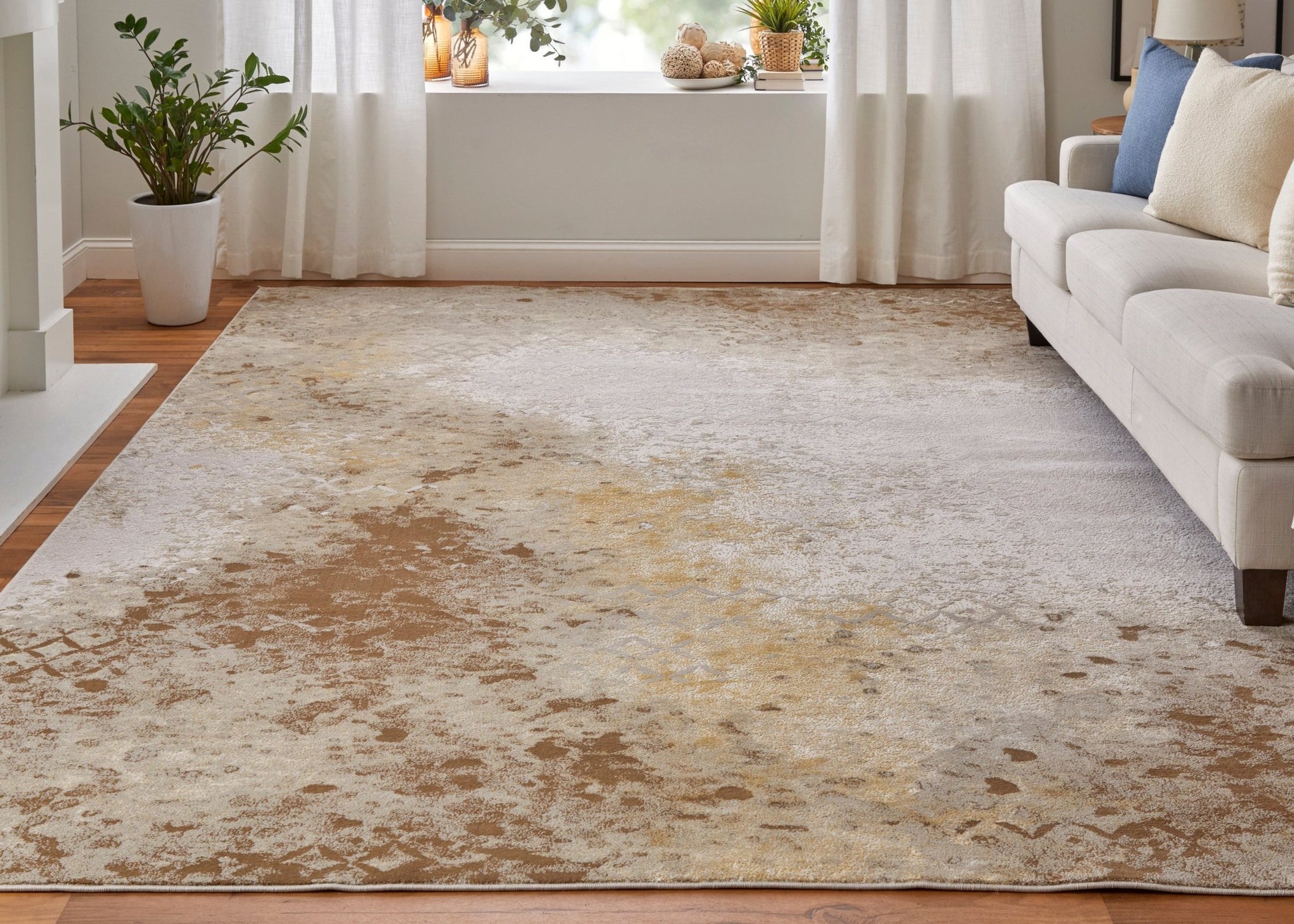 Feizy Waldor 39NCF Ivory Gold Modern/Casual/Casual Machine Woven Rug - Rugs - Feizy - Atlanta Designer Rugs