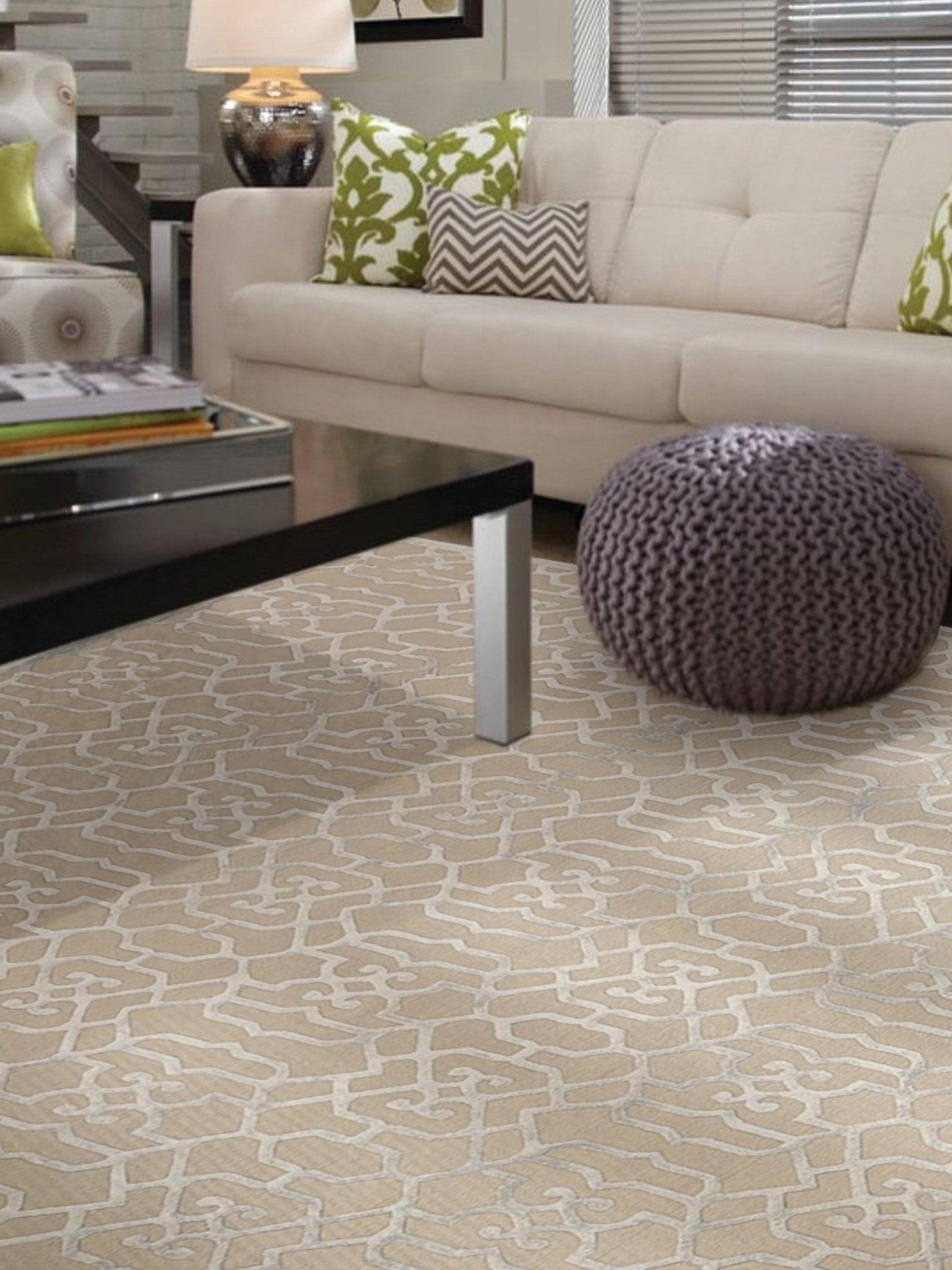 Artisan Franka Ivory Aqua Transitional Knotted Rug - Rugs - Artisan - Atlanta Designer Rugs