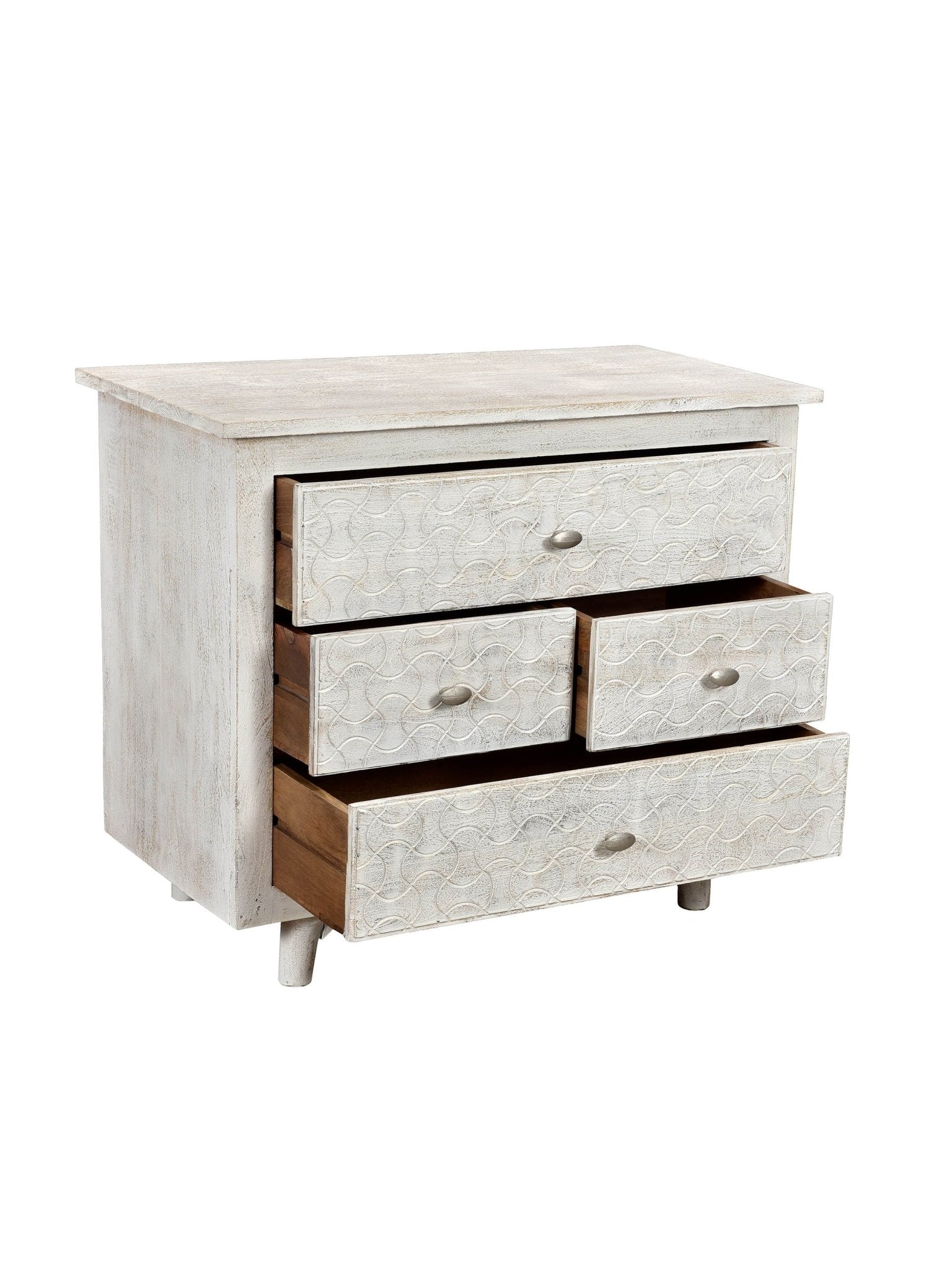 Eclectic Home Nightstand Kelsey White 4 - Drawer - Furnitures - Eclectic Home - Atlanta Designer Rugs