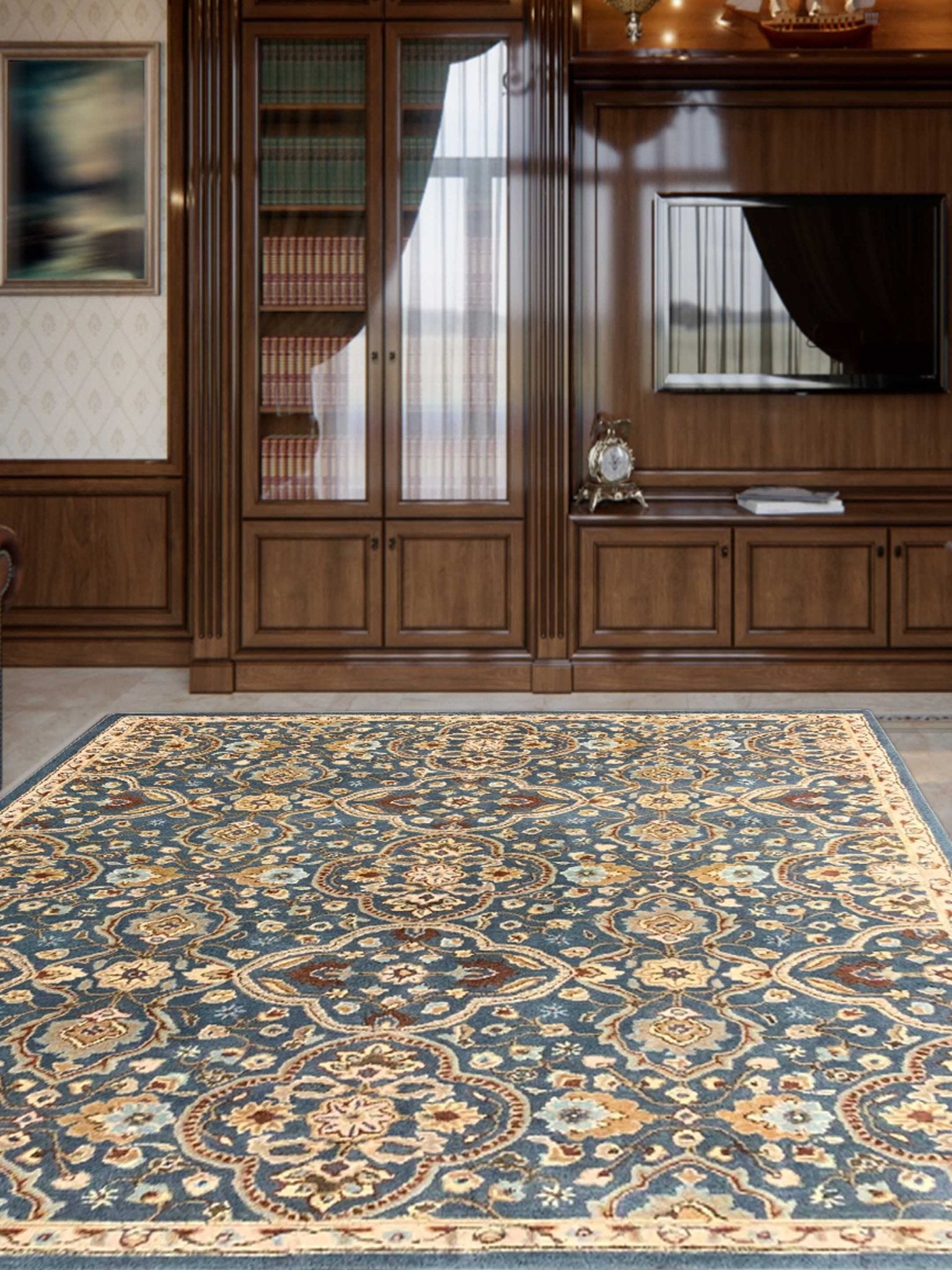 Artisan Paula Teal Blue Traditional Tufted Rug - Rugs - Artisan - Atlanta Designer Rugs