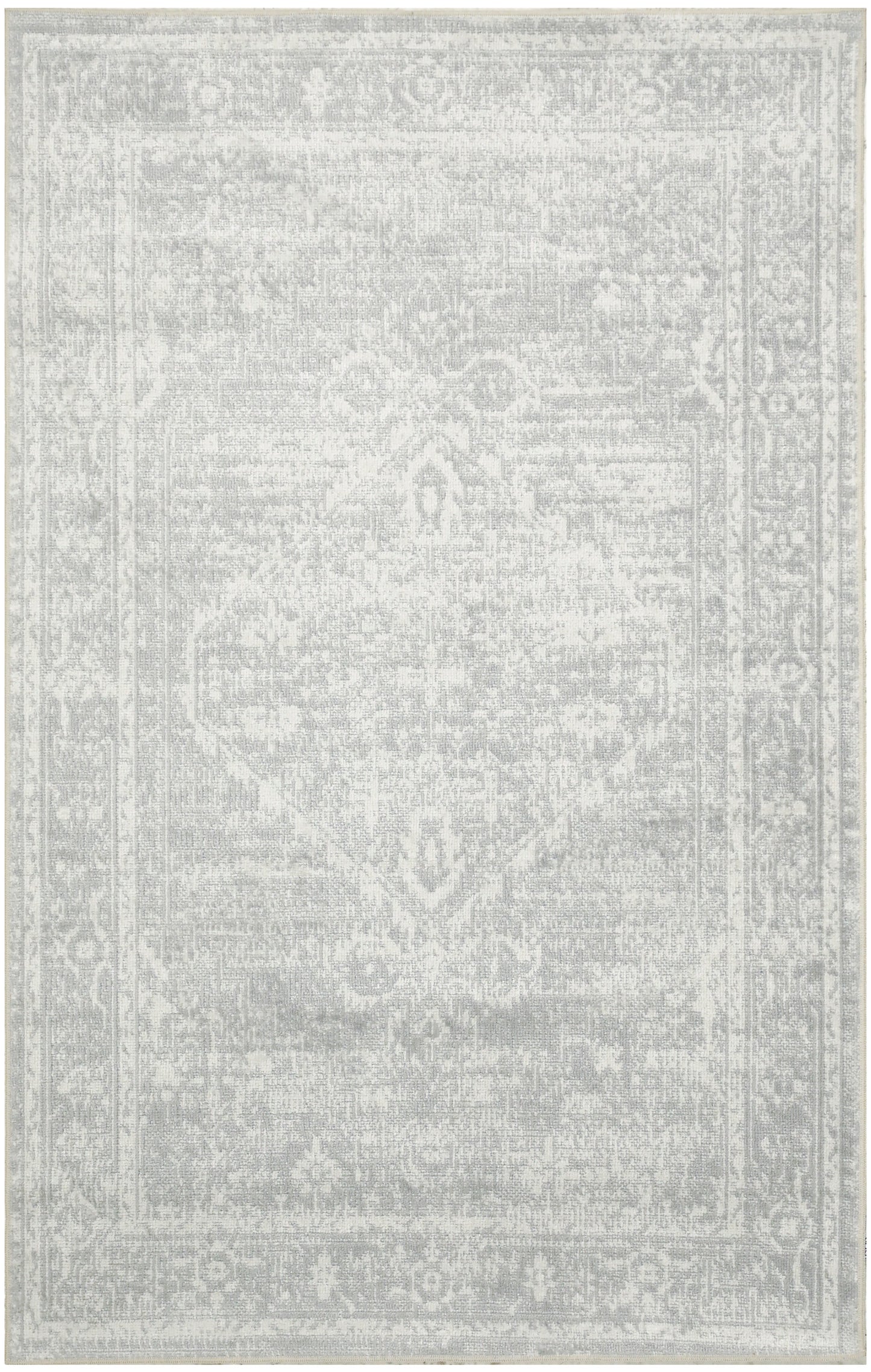 Nourison Home Astra Machine Washable ASW11 Light Grey Traditional Power-Loomed Rug