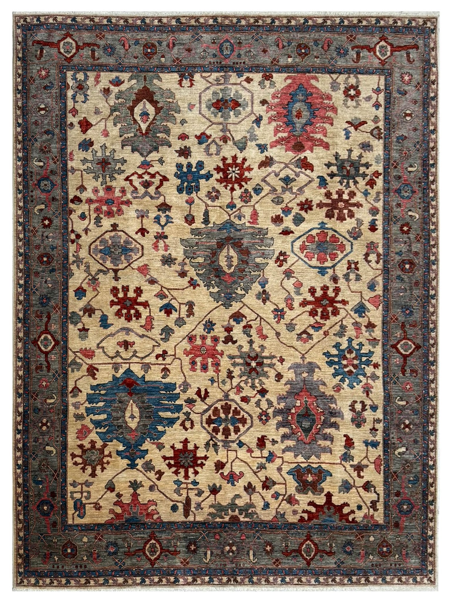 Artisan Scarlett Red Ivory Traditional Knotted Rug - Rugs - Artisan - Atlanta Designer Rugs