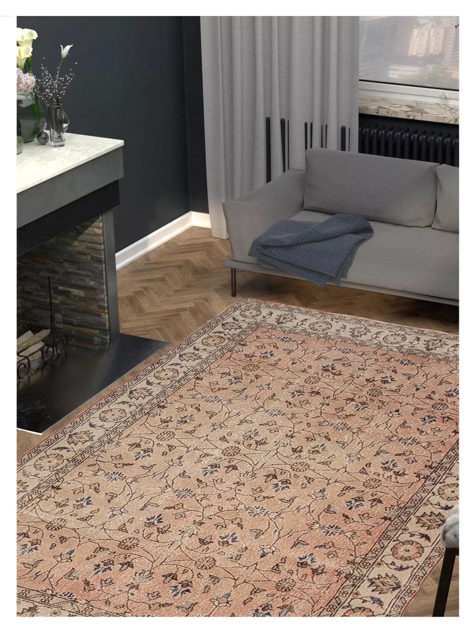 Artisan Angelina Rose Ivory Vintage Knotted Rug - Rugs - Artisan - Atlanta Designer Rugs