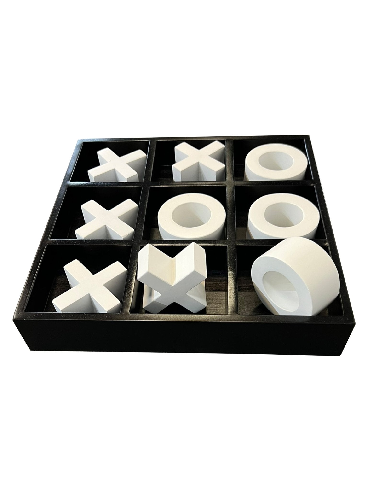 Eclectic Home Accent Tic Tac Toe Game Box Black White Decor Furniture Rug - Accent - Eclectic Home - Atlanta Designer Rugs