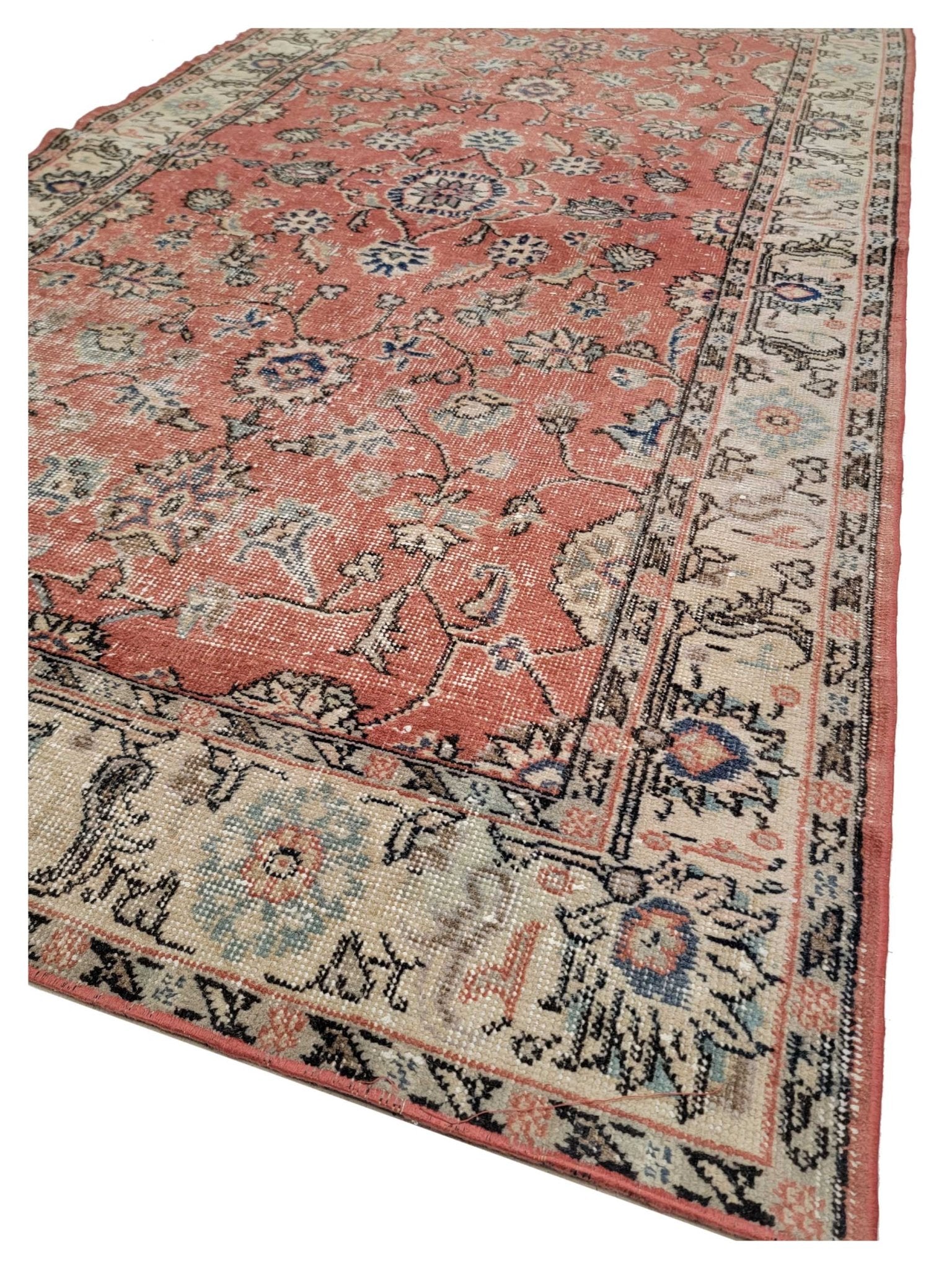 Artisan Angelina Red Beige Vintage Knotted Rug - Rugs - Artisan - Atlanta Designer Rugs