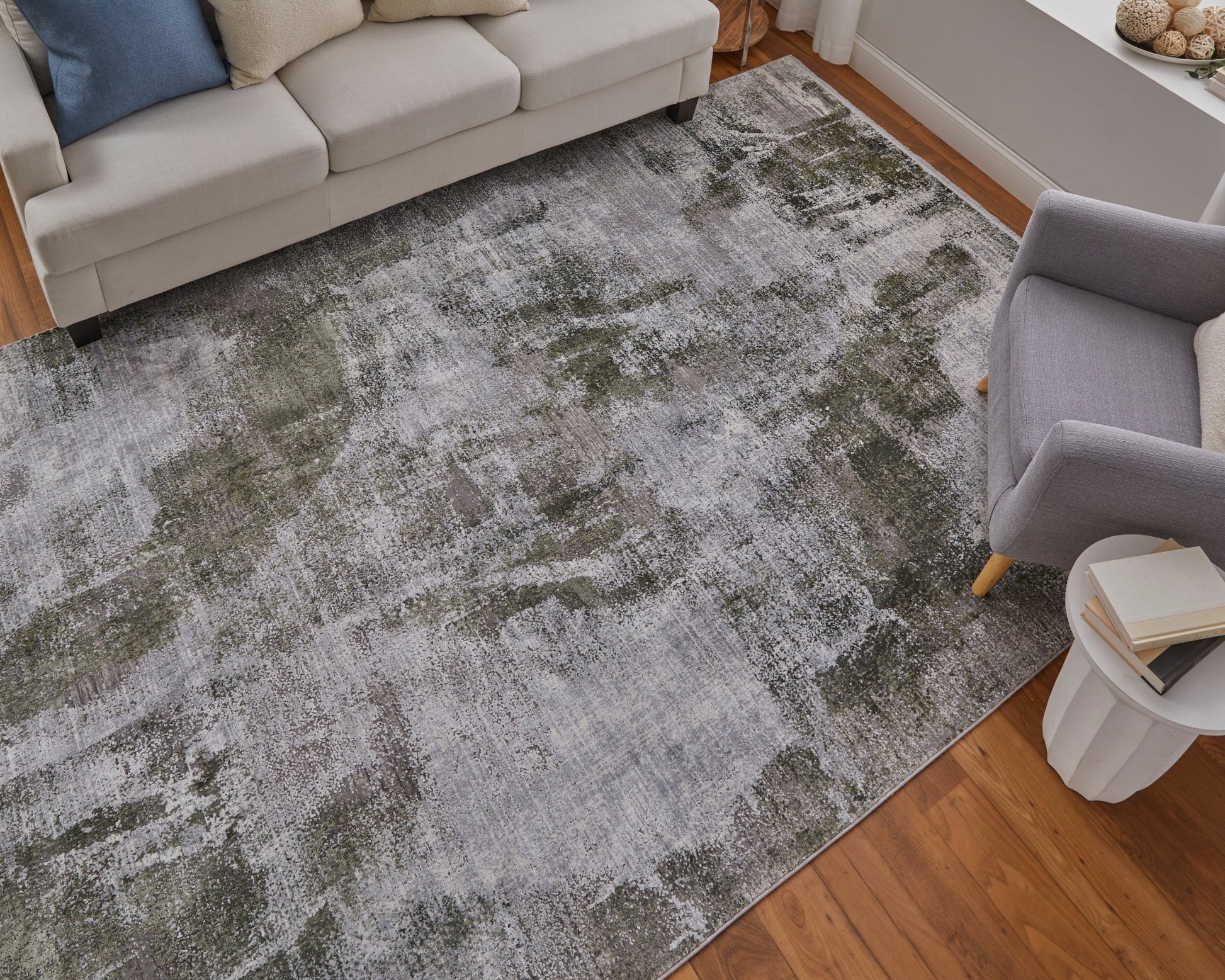 Feizy Cadiz 39N5F Green Ivory Modern/Industrial/Global Machine Woven Rug - Rugs - Feizy - Atlanta Designer Rugs