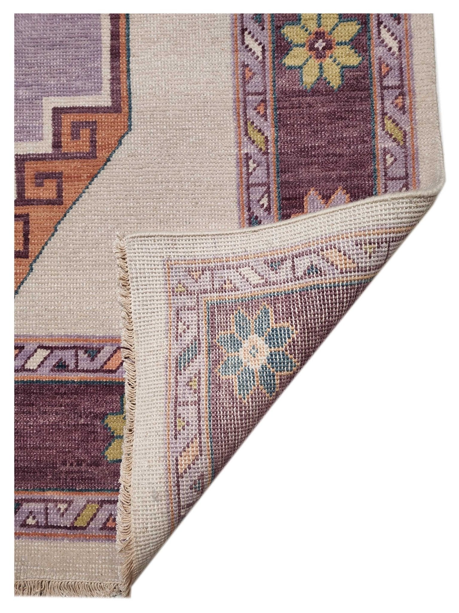 Artisan Blossom Ivory Aubergine Traditional Knotted Rug - Rugs - Artisan - Atlanta Designer Rugs