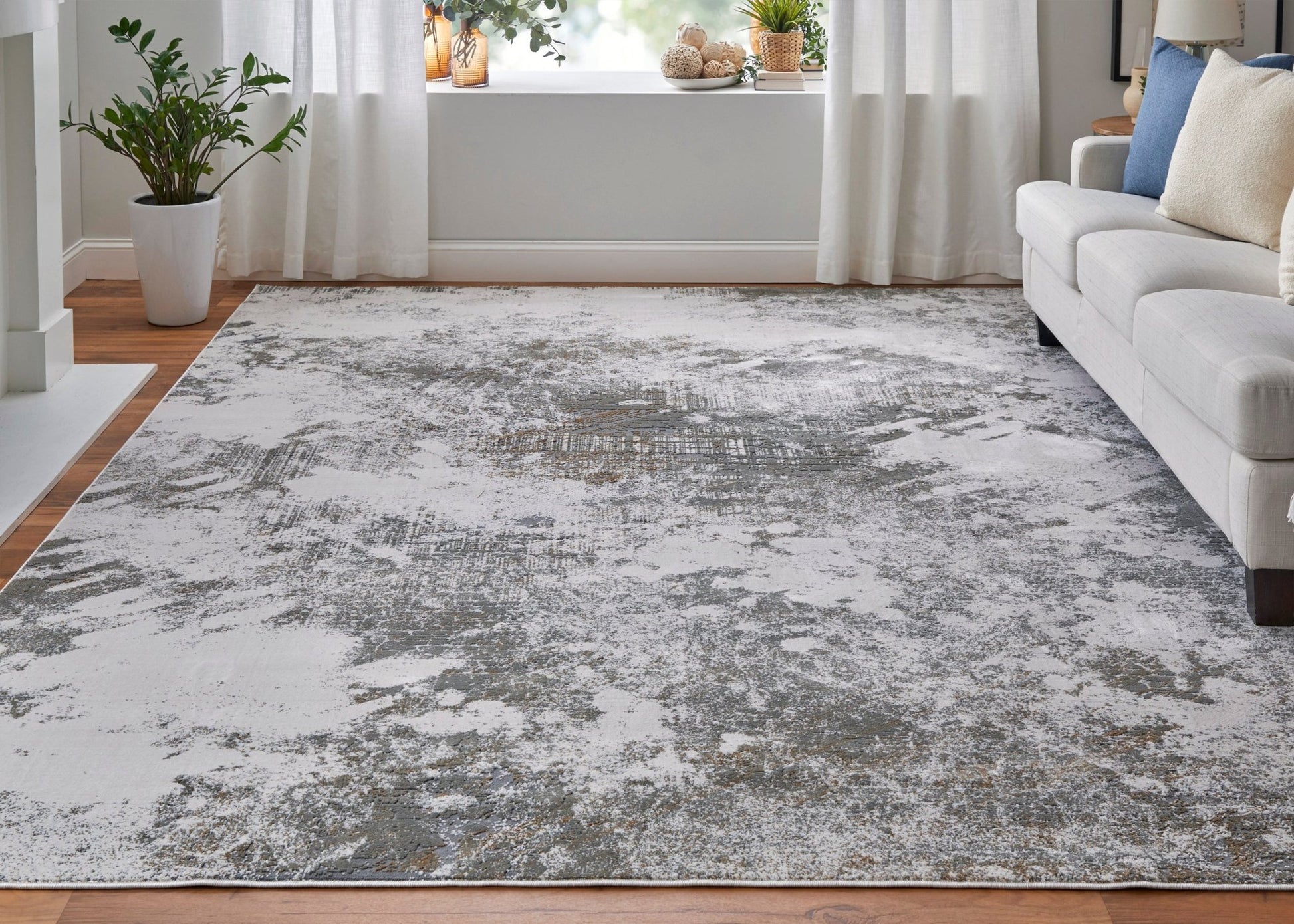 Feizy Waldor 39NDF Ivory Gray Modern/Bohemian & Eclectic/Ind Machine Woven Rug - Rugs - Feizy - Atlanta Designer Rugs