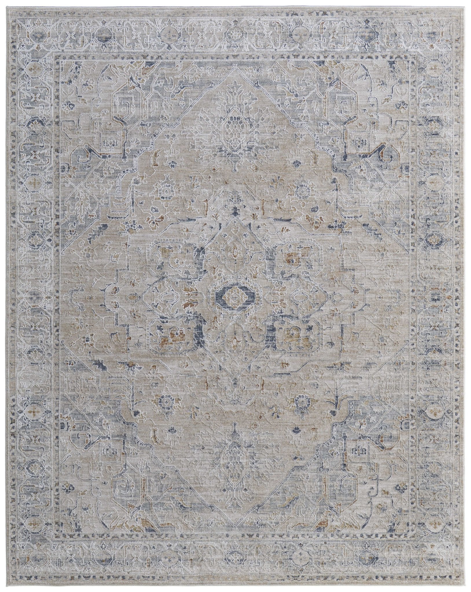 Feizy Pasha 39M5F Beige Blue Transitional/Bohemian & Eclect Machinemade Rug - Rugs - Feizy - Atlanta Designer Rugs