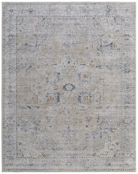 Feizy Pasha 39M5F Beige Blue Transitional/Bohemian & Eclect Machinemade Rug - Rugs - Feizy - Atlanta Designer Rugs