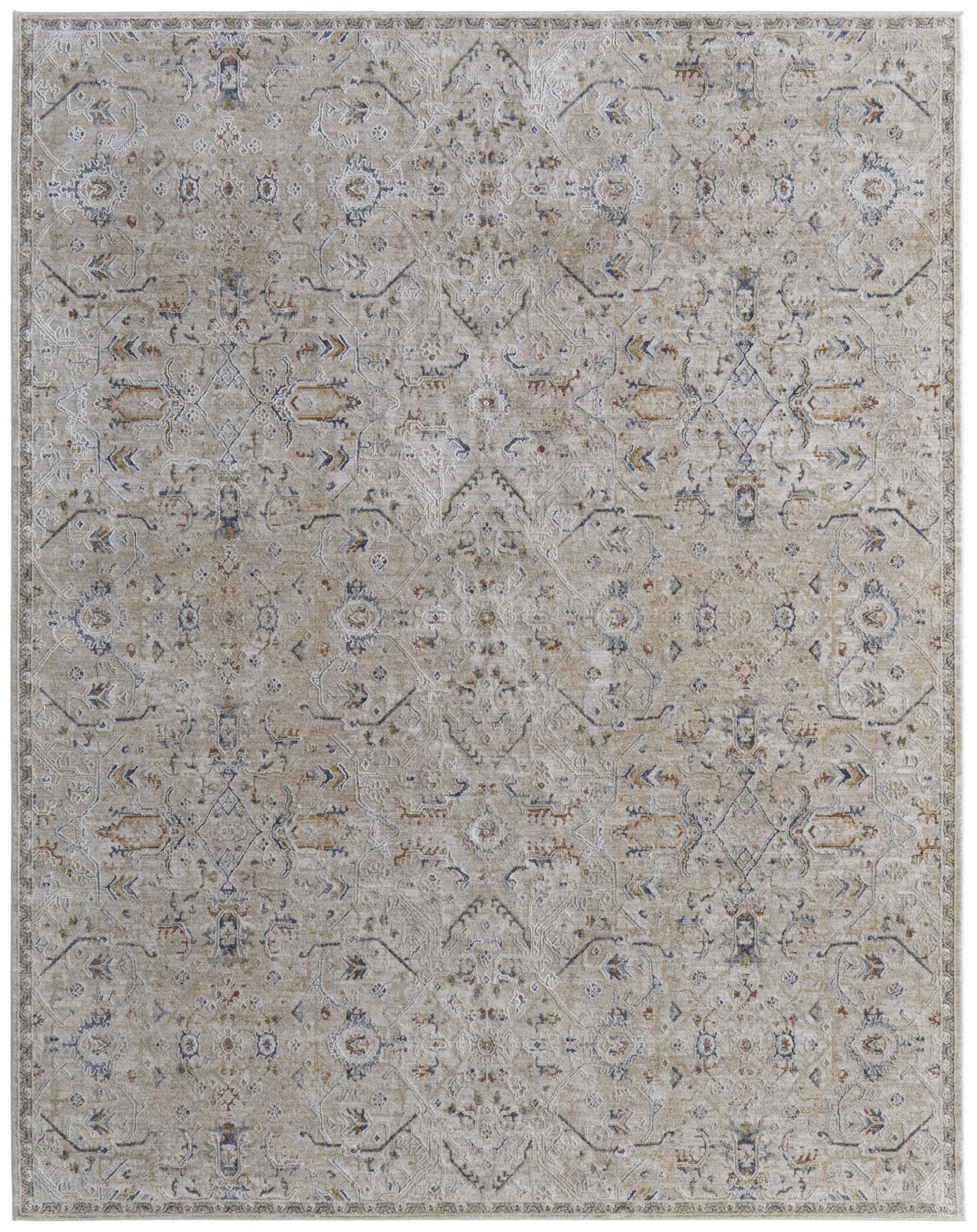 Feizy Pasha 39M6F Beige Blue Transitional/Bohemian & Eclect Machinemade Rug - Rugs - Feizy - Atlanta Designer Rugs