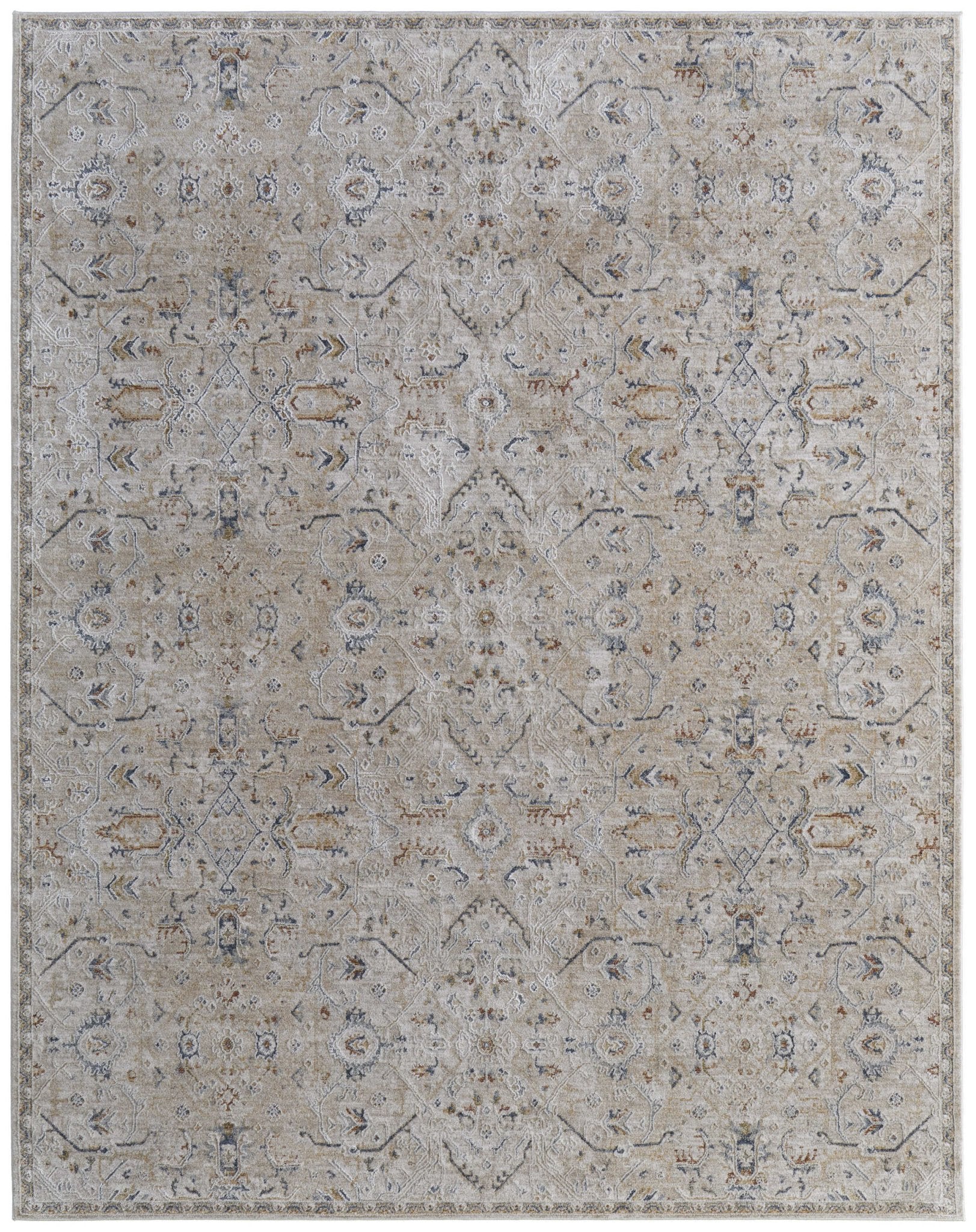 Feizy Pasha 39M6F Beige Blue Transitional/Bohemian & Eclect Machinemade Rug - Rugs - Feizy - Atlanta Designer Rugs