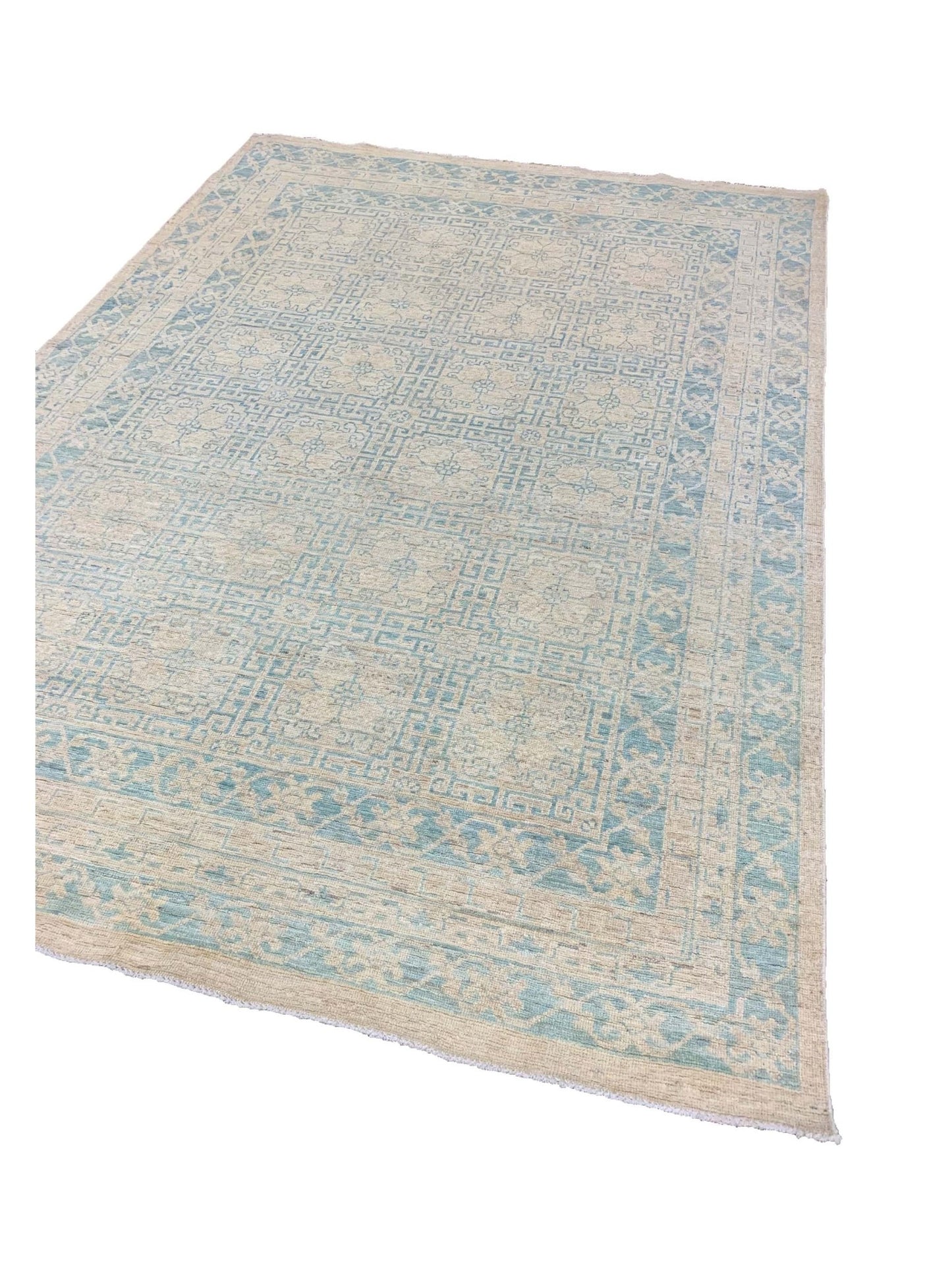 Artisan Sarah Ocean Blue Beige Transitional Knotted Rug - Rugs - Artisan - Atlanta Designer Rugs