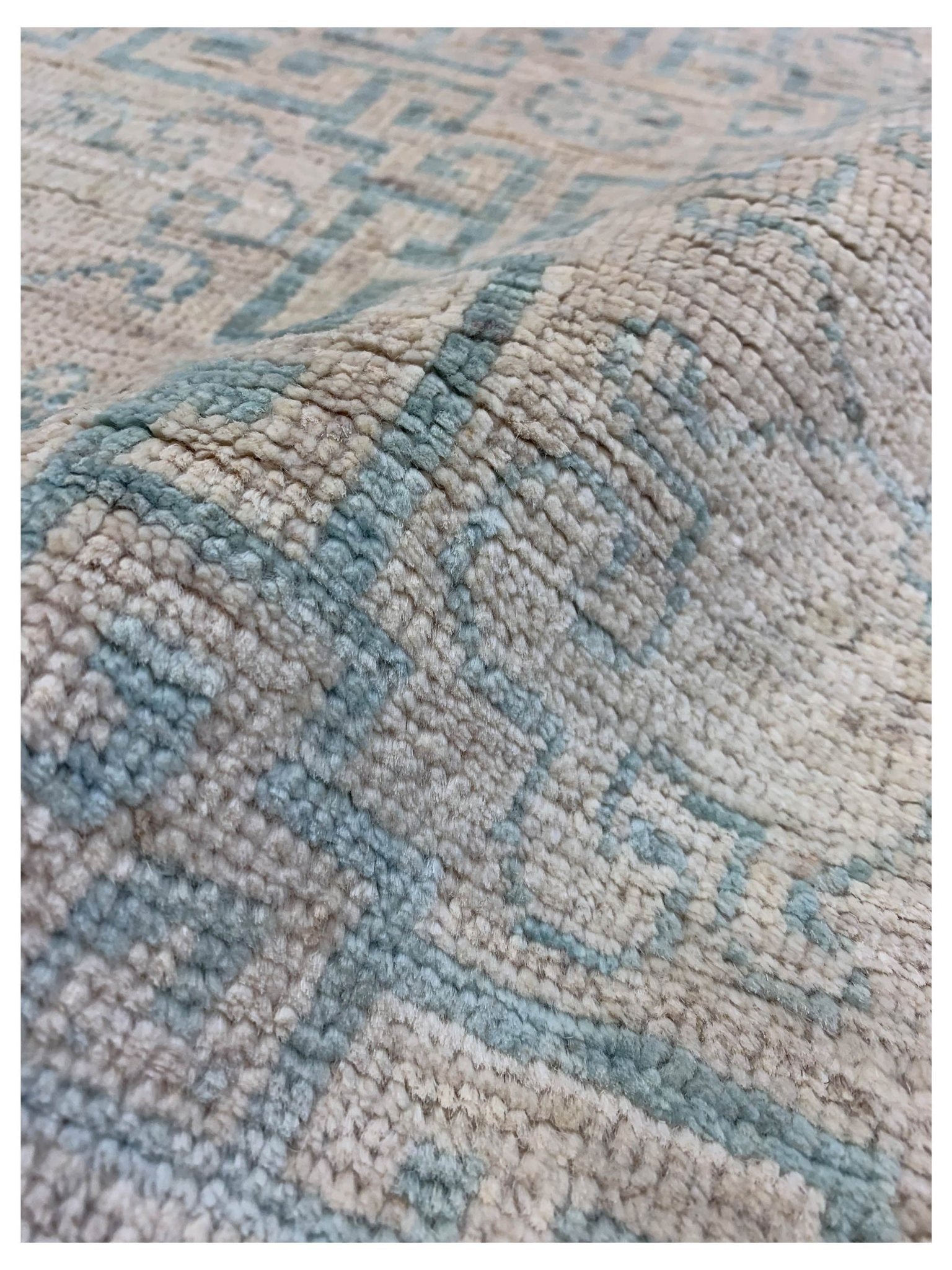 Artisan Sarah Ocean Blue Beige Transitional Knotted Rug - Rugs - Artisan - Atlanta Designer Rugs