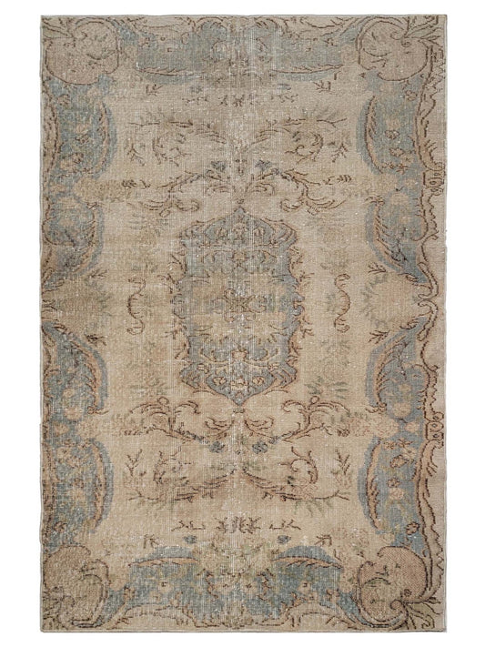 Artisan Angelina Beige Lt.Blue Vintage Knotted Rug - Rugs - Artisan - Atlanta Designer Rugs