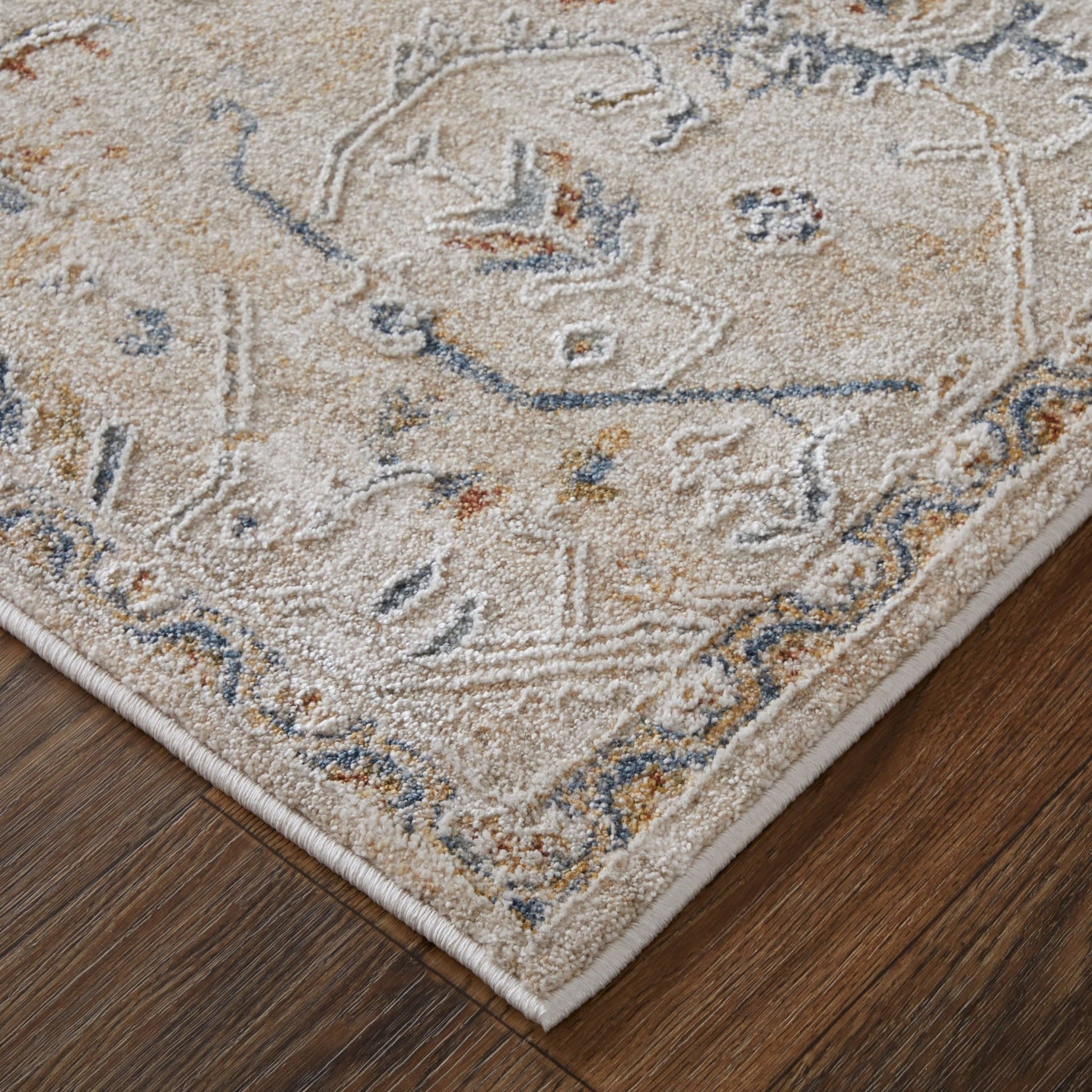 Feizy Pasha 39M6F Beige Blue Transitional/Bohemian & Eclect Machinemade Rug - Rugs - Feizy - Atlanta Designer Rugs