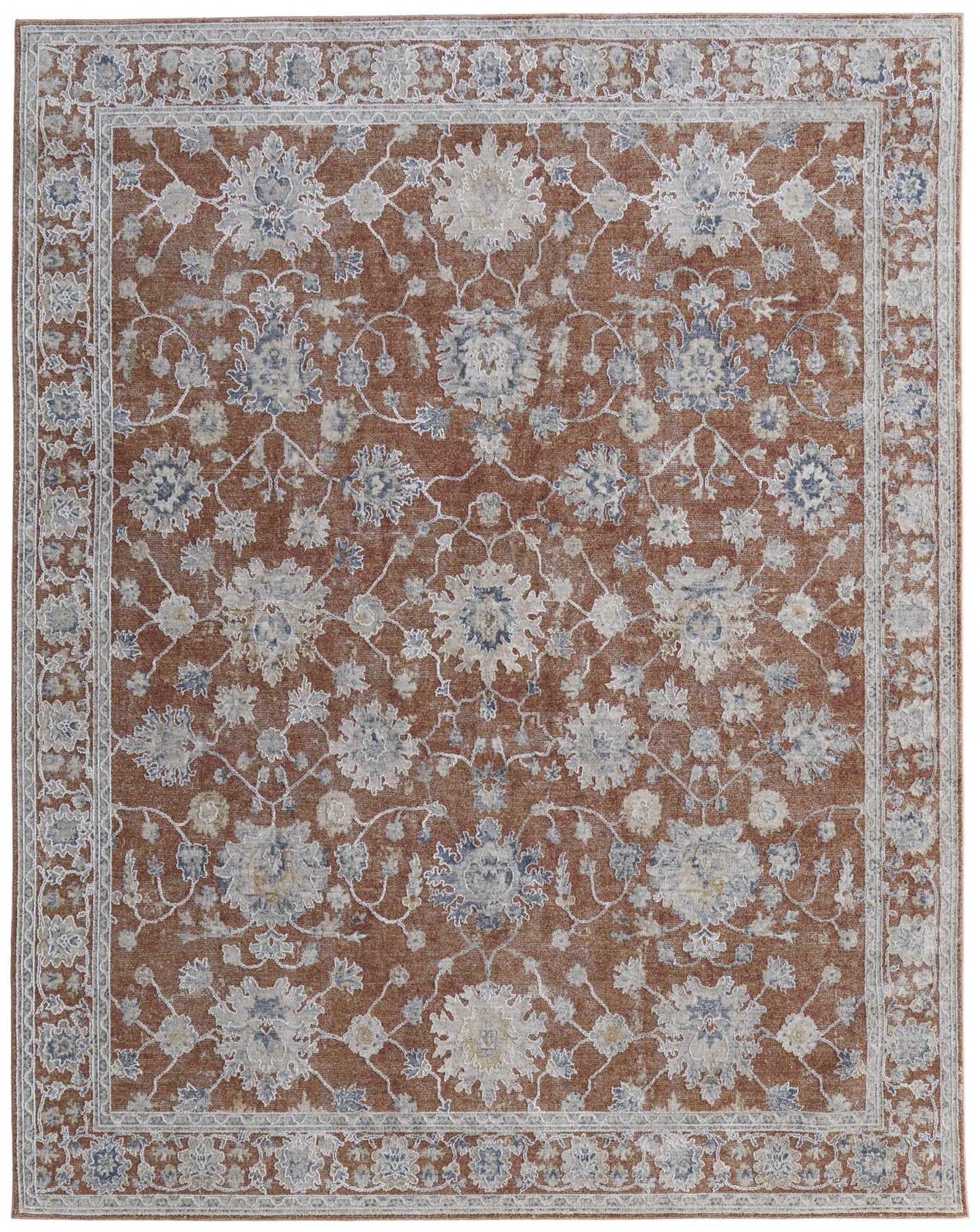 Feizy Pasha 39M7F Terracotta Ivory Transitional/Bohemian & Eclect Machinemade Rug - Rugs - Feizy - Atlanta Designer Rugs