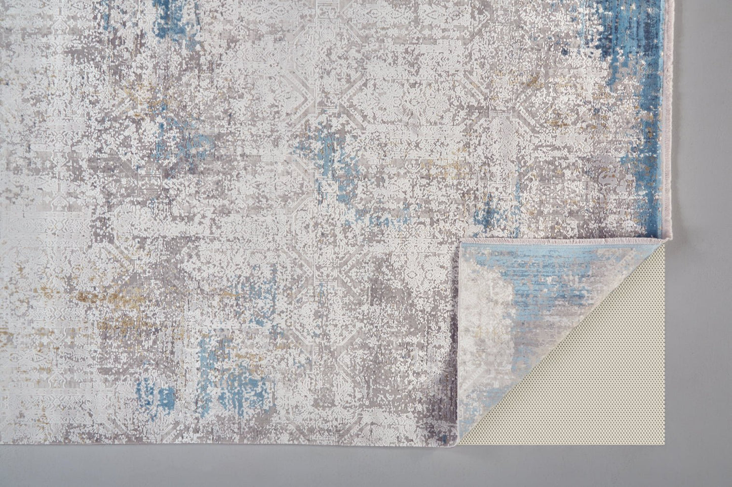 Feizy Cadiz 3889F Ivory Blue Modern/Industrial/Luxury & Gla Machine Woven Rug - Rugs - Feizy - Atlanta Designer Rugs