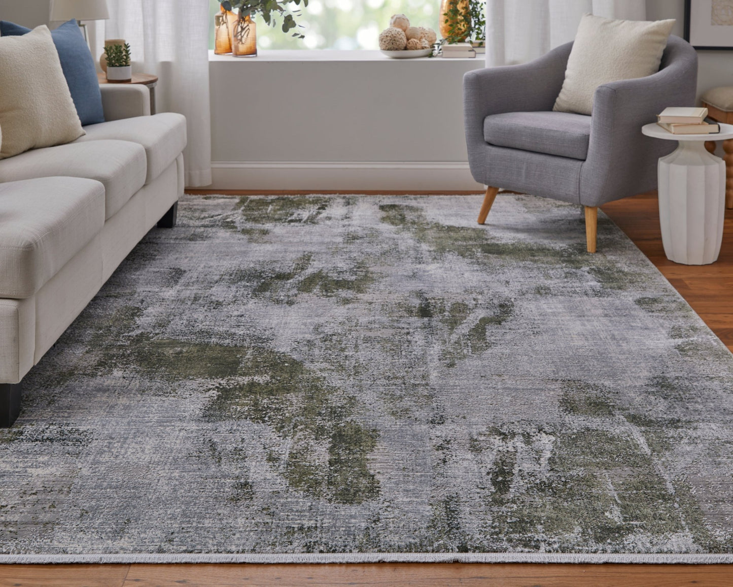 Feizy Cadiz 39N5F Green Ivory Modern/Industrial/Global Machine Woven Rug - Rugs - Feizy - Atlanta Designer Rugs