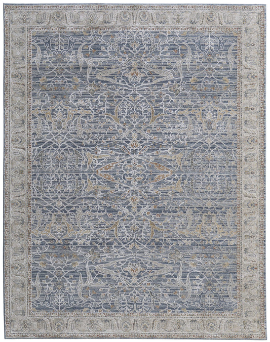 Feizy Pasha 39M4F Blue Ivory Transitional/Bohemian & Eclect Machinemade Rug - Rugs - Feizy - Atlanta Designer Rugs