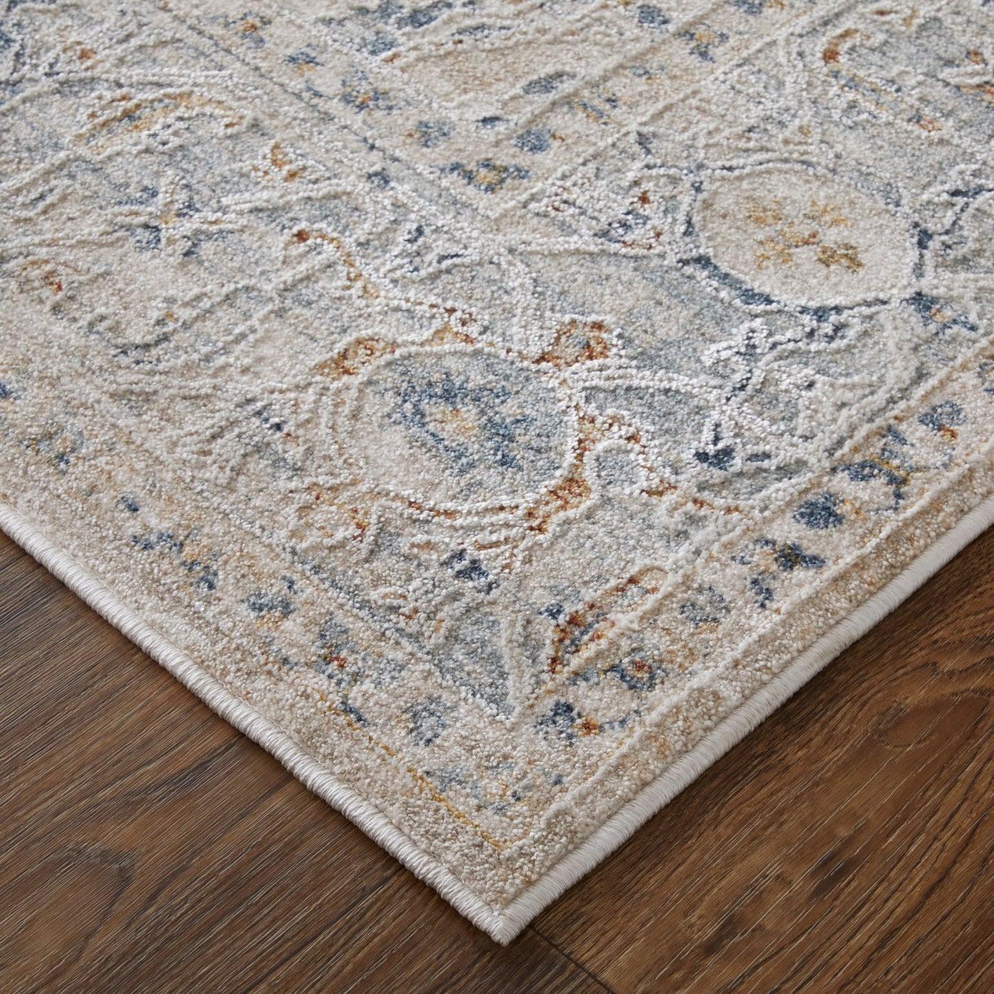 Feizy Pasha 39M5F Beige Blue Transitional/Bohemian & Eclect Machinemade Rug - Rugs - Feizy - Atlanta Designer Rugs