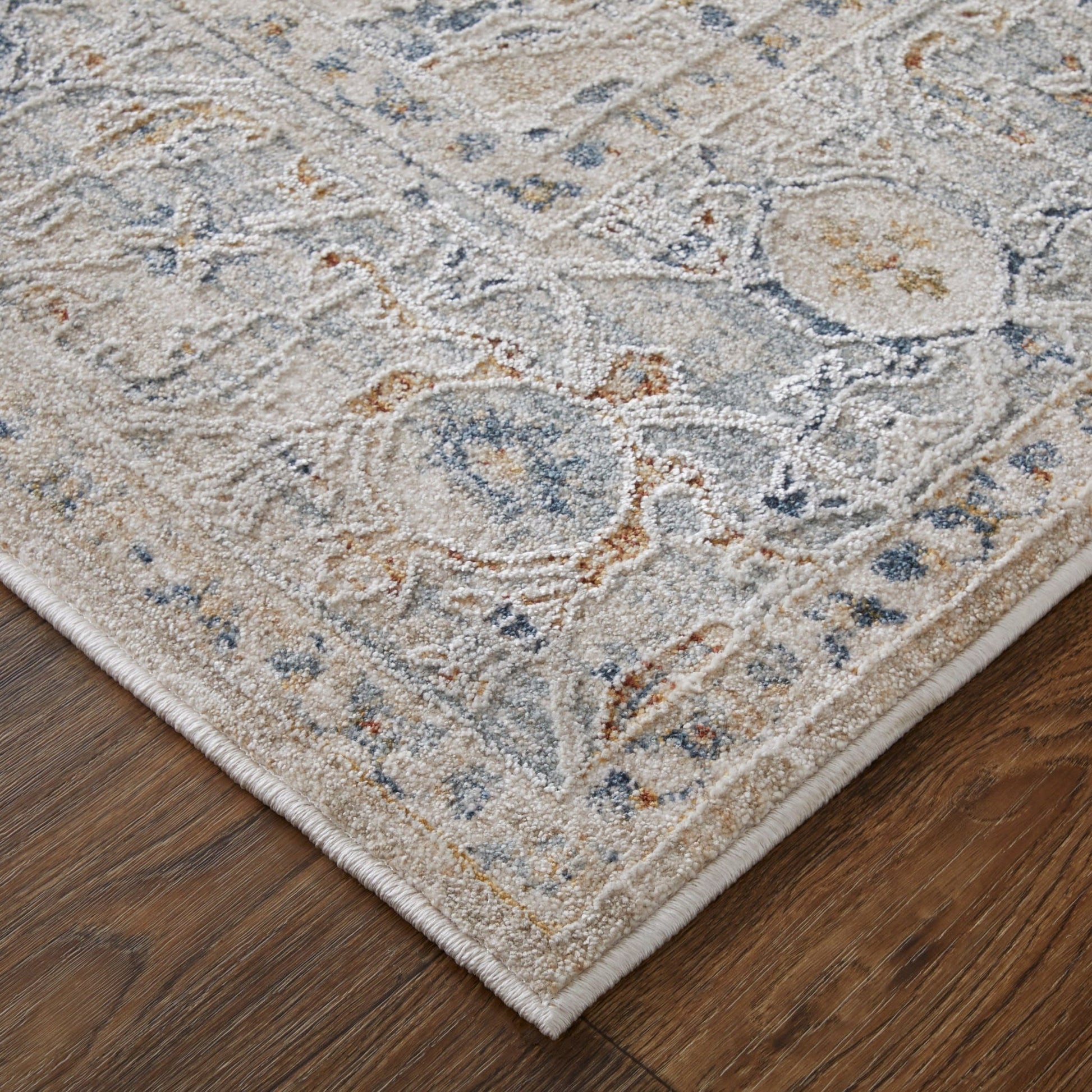 Feizy Pasha 39M5F Beige Blue Transitional/Bohemian & Eclect Machinemade Rug - Rugs - Feizy - Atlanta Designer Rugs