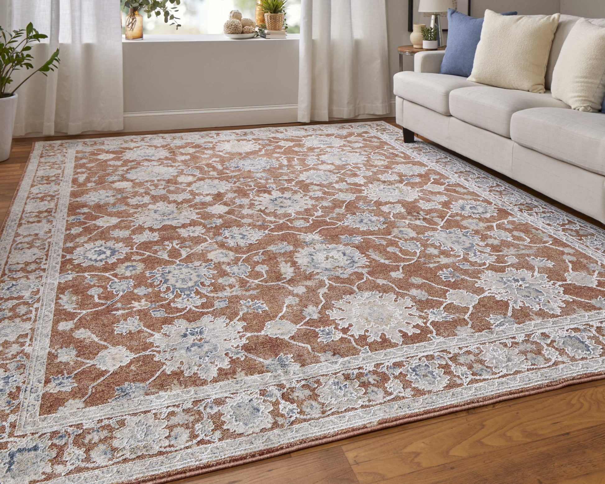 Feizy Pasha 39M7F Terracotta Ivory Transitional/Bohemian & Eclect Machinemade Rug - Rugs - Feizy - Atlanta Designer Rugs