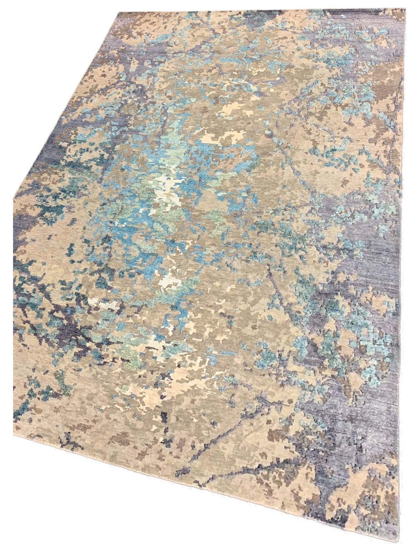 Artisan Mary Silver Blue Contemporary Knotted Rug - Rugs - Artisan - Atlanta Designer Rugs