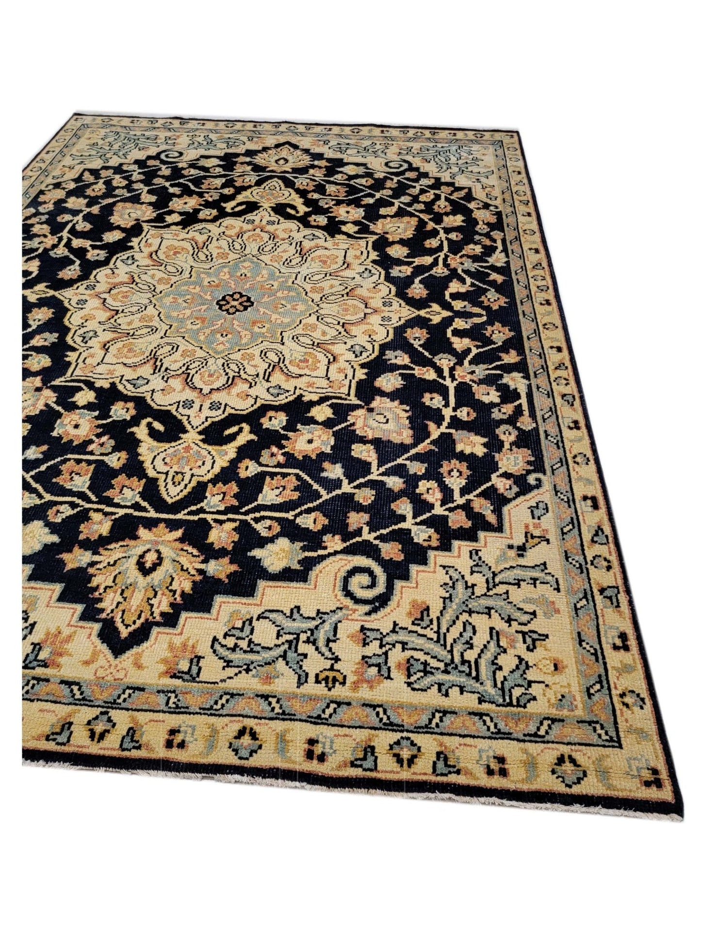 Artisan Aimee Navy Gold Traditional Knotted Rug - Rugs - Artisan - Atlanta Designer Rugs