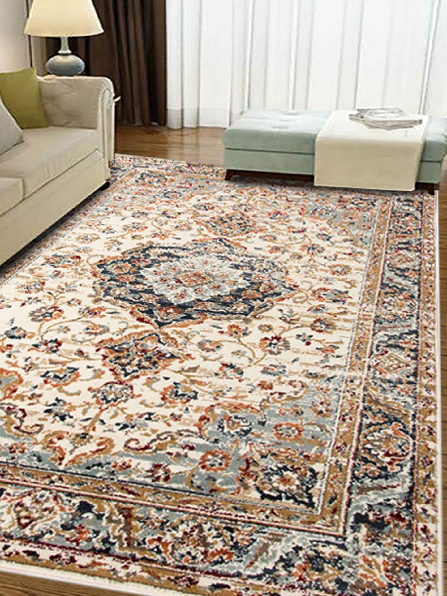 Limited Lizzo LA - 853 IVORY NAVY BLUE Traditional Machinemade Rug - Rugs - Limited - Atlanta Designer Rugs