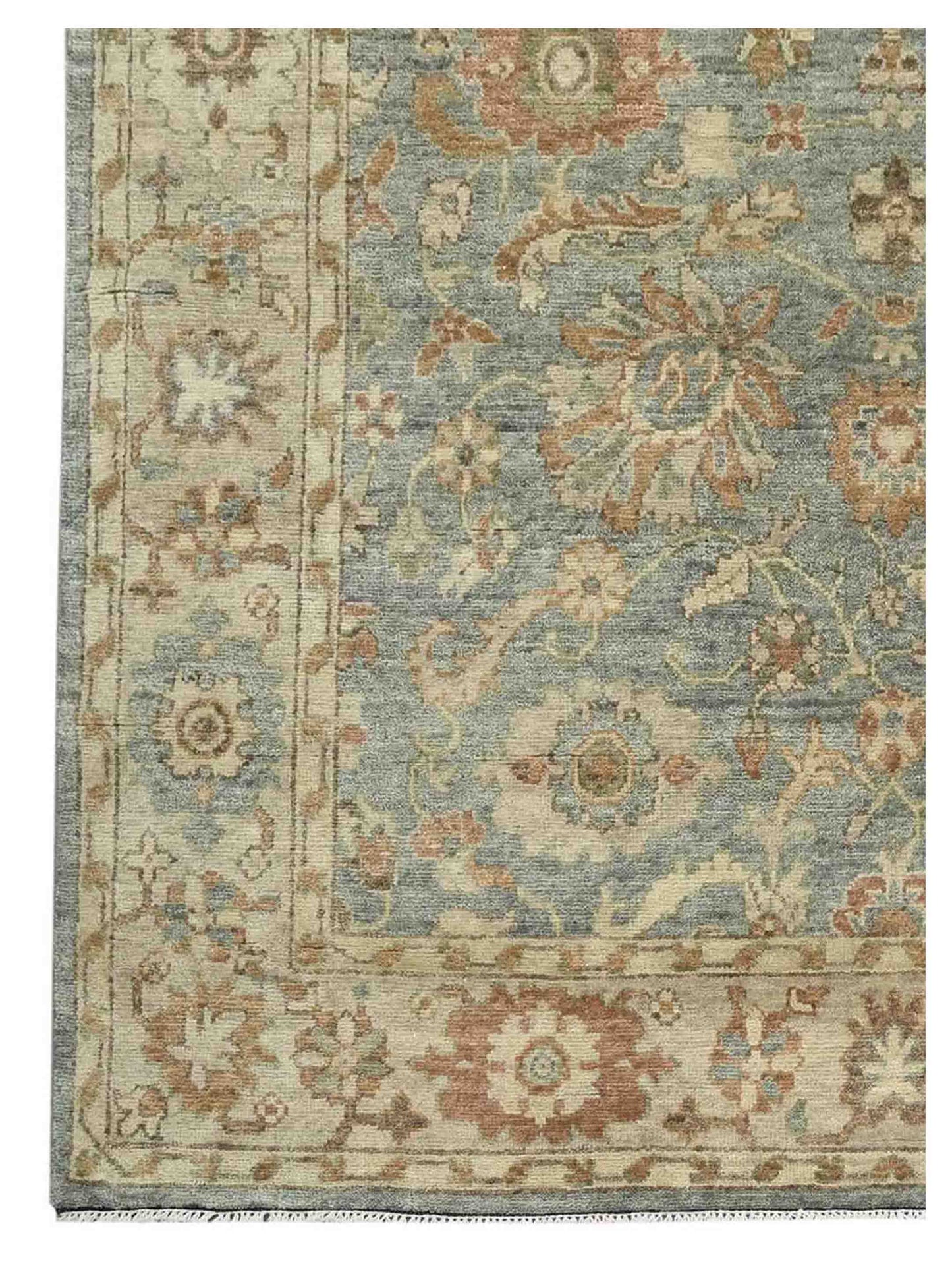 Artisan Bazaar  Green Beige Traditional Knotted Rug