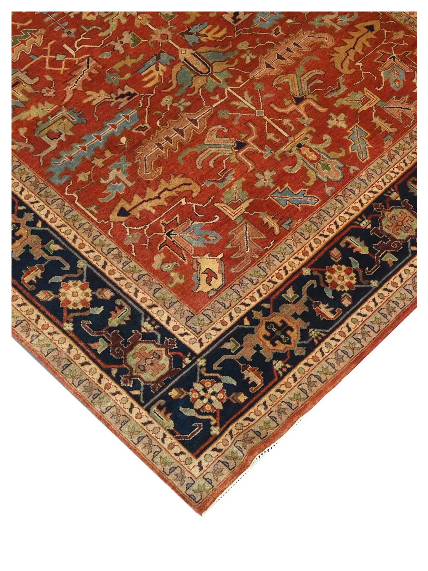 Artisan Helena  Rust Blue Traditional Knotted Rug