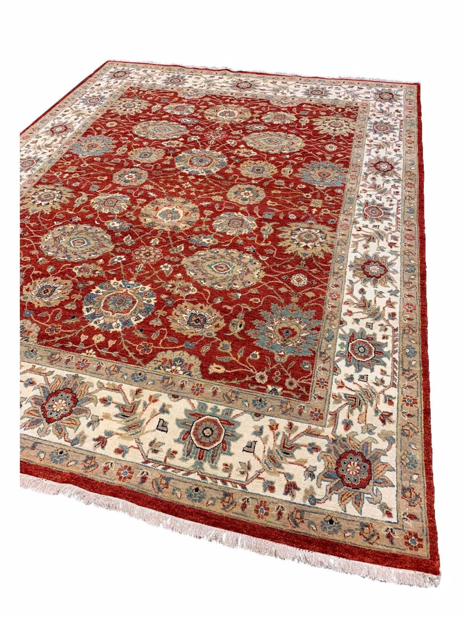 Artisan Anna Red Ivory Traditional Knotted Rug - Rugs - Artisan - Atlanta Designer Rugs