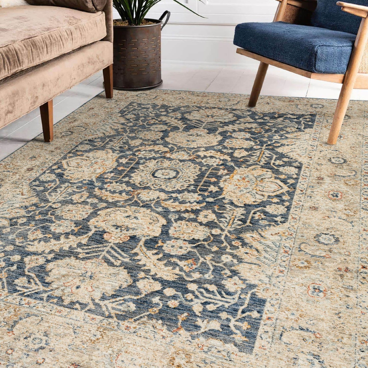 Dalyn Rugs Bergama BE8 Navy Traditional Power Woven Rug - Rugs - Dalyn Rugs - Atlanta Designer Rugs