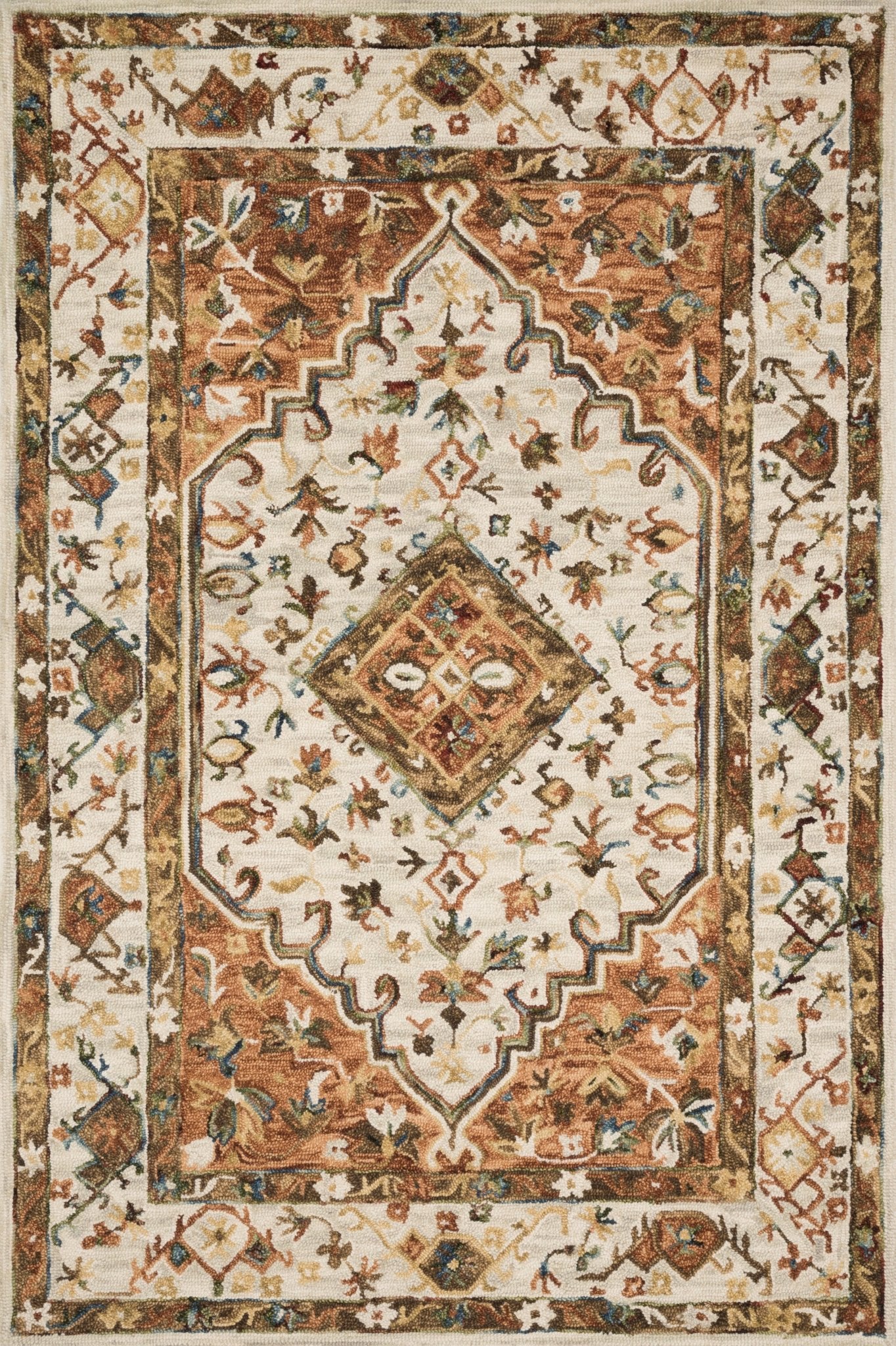 Loloi II Beatty BEA - 01 Ivory Rust Traditional Hooked Rug - Rugs - Loloi II - Atlanta Designer Rugs