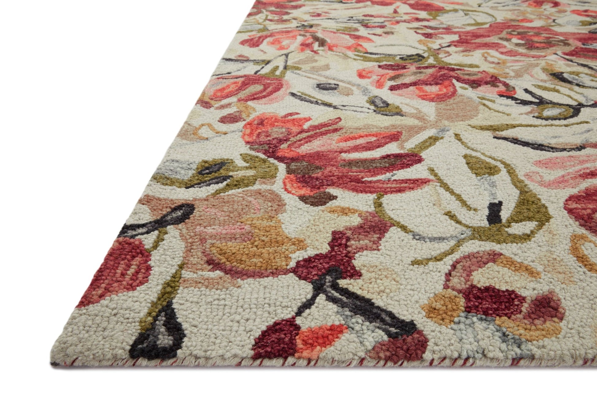 Loloi Belladonna BLM - 01 Ivory Raspberry Transitional Hooked Rug - Rugs - Loloi - Atlanta Designer Rugs