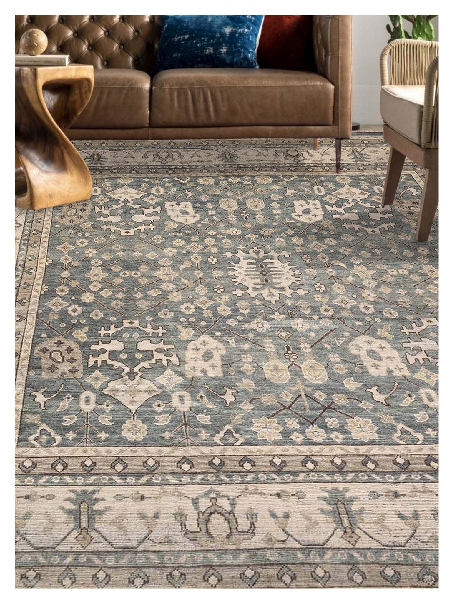 Artisan Bazaar Lt.Blue Beige Traditional Knotted Rug - Rugs - Artisan - Atlanta Designer Rugs