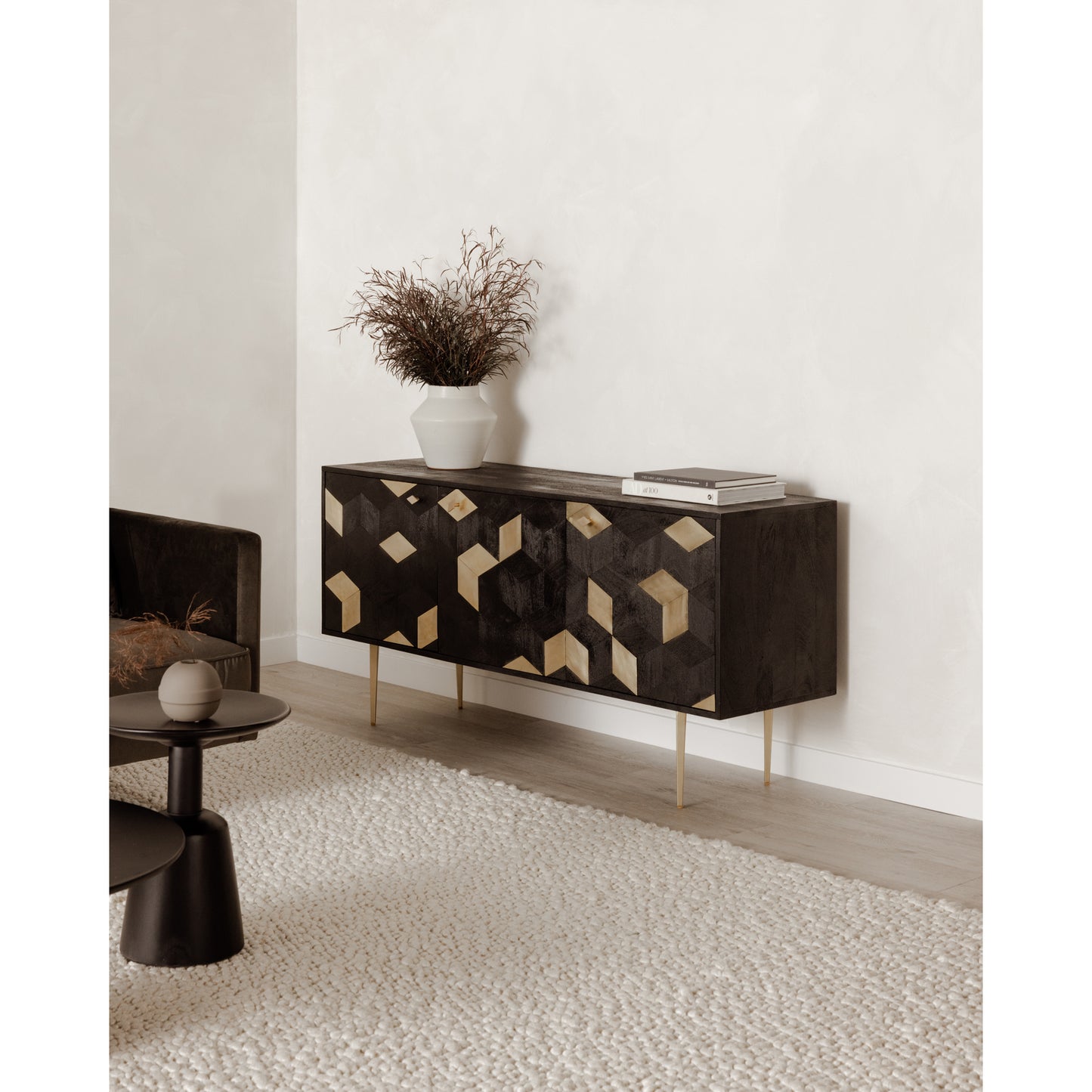 Moes Home Sideboards Sapporo Black Art Deco Furniture