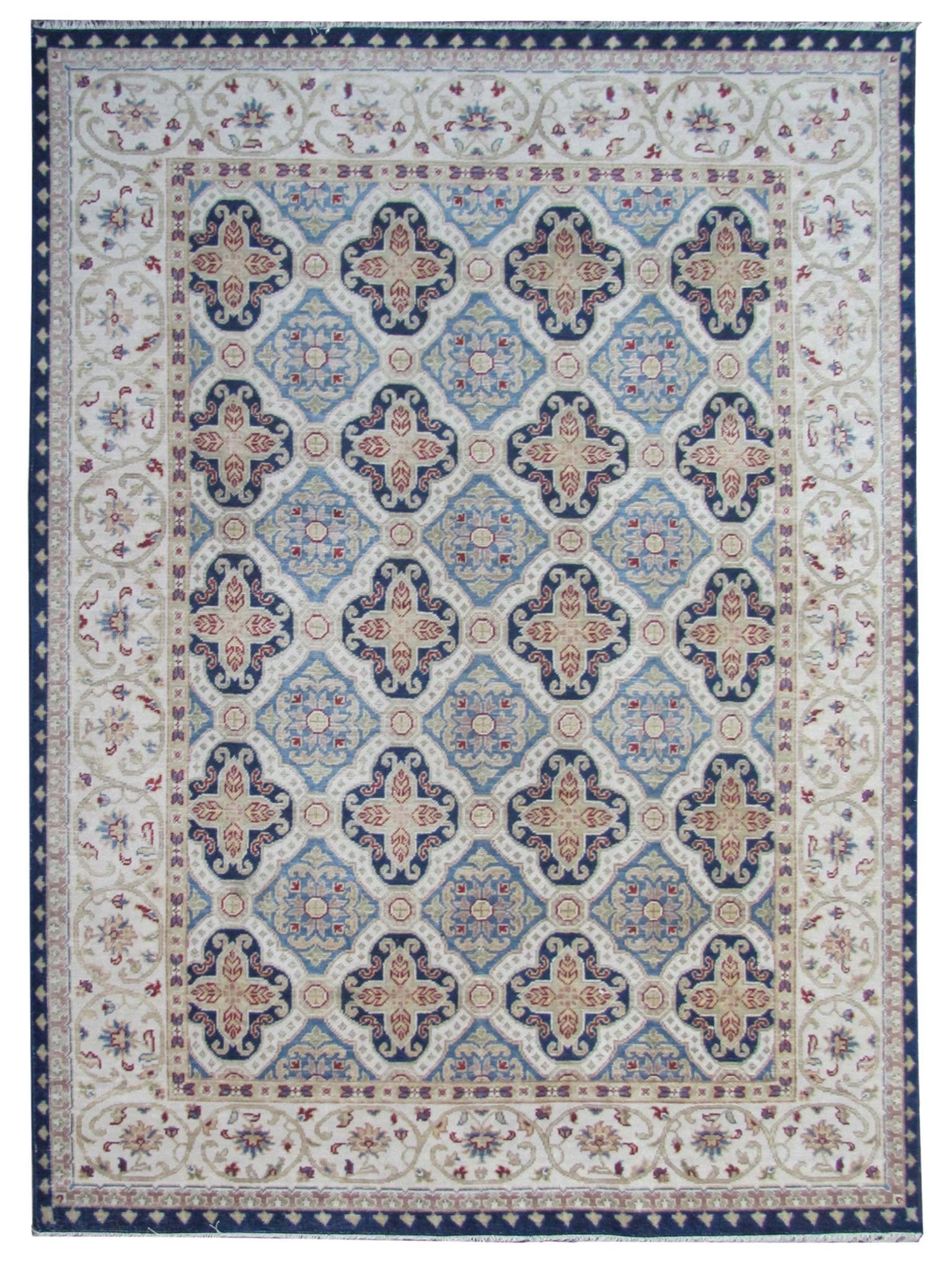 Artisan Cameron Denim Blue Ivory Traditional Knotted Rug - Rugs - Artisan - Atlanta Designer Rugs