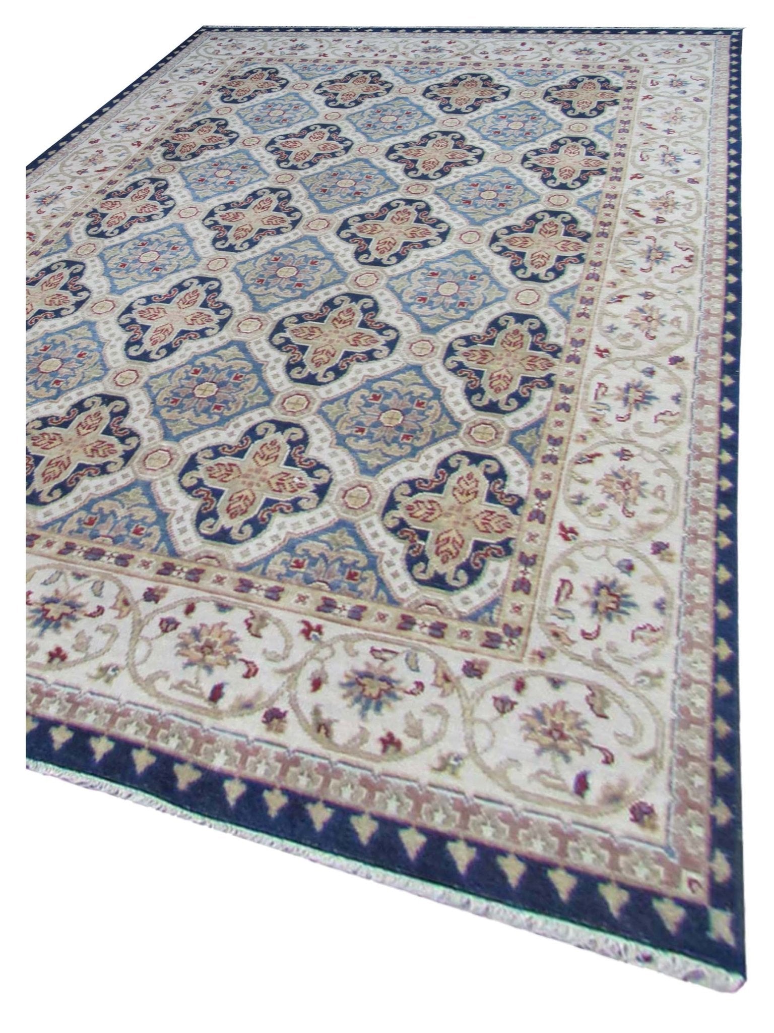 Artisan Cameron Denim Blue Ivory Traditional Knotted Rug - Rugs - Artisan - Atlanta Designer Rugs