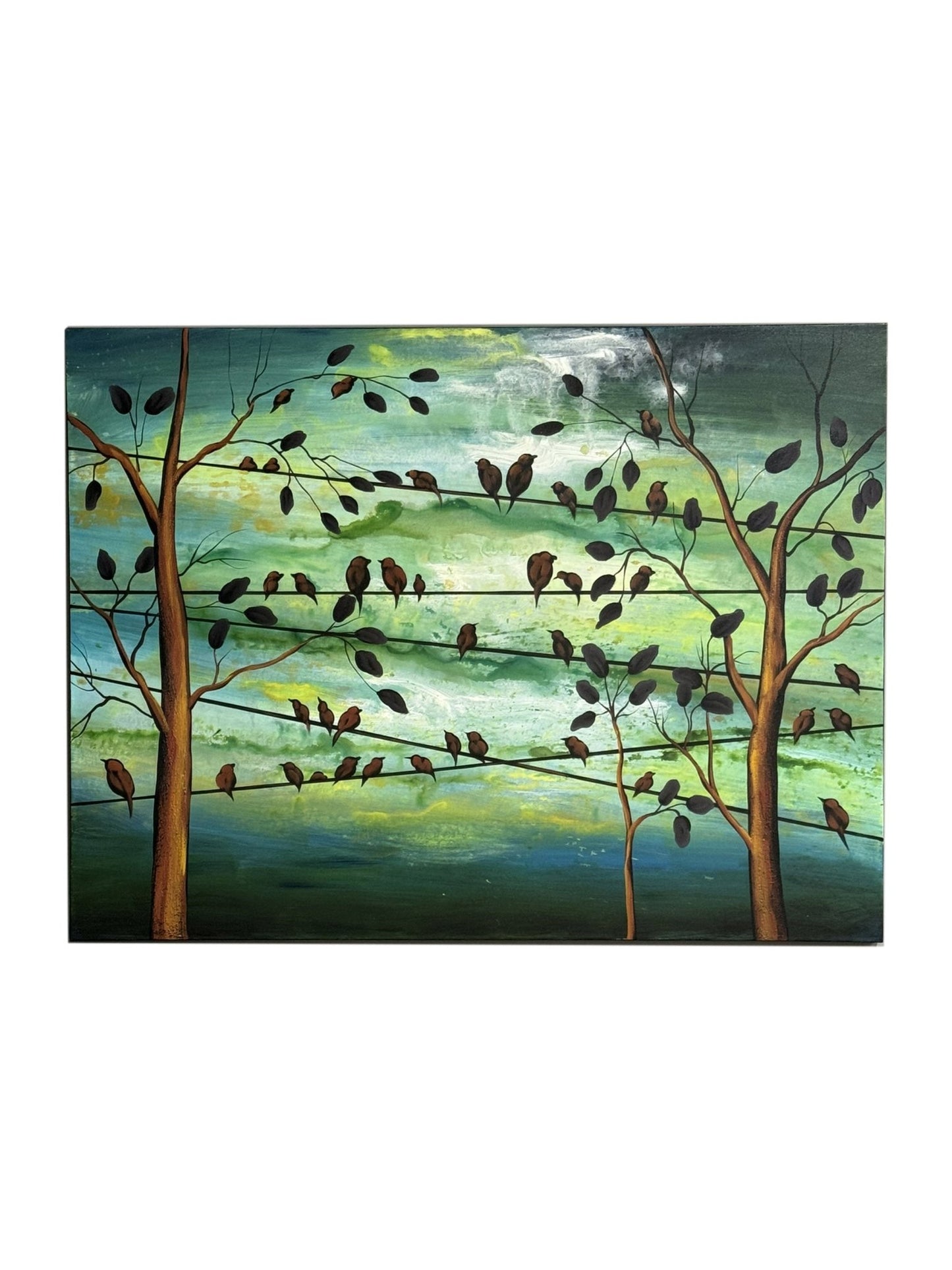 Eclectic Home Oil Painting Birds Green Decor Furniture - Decor - Eclectic Home - Atlanta Designer Rugs